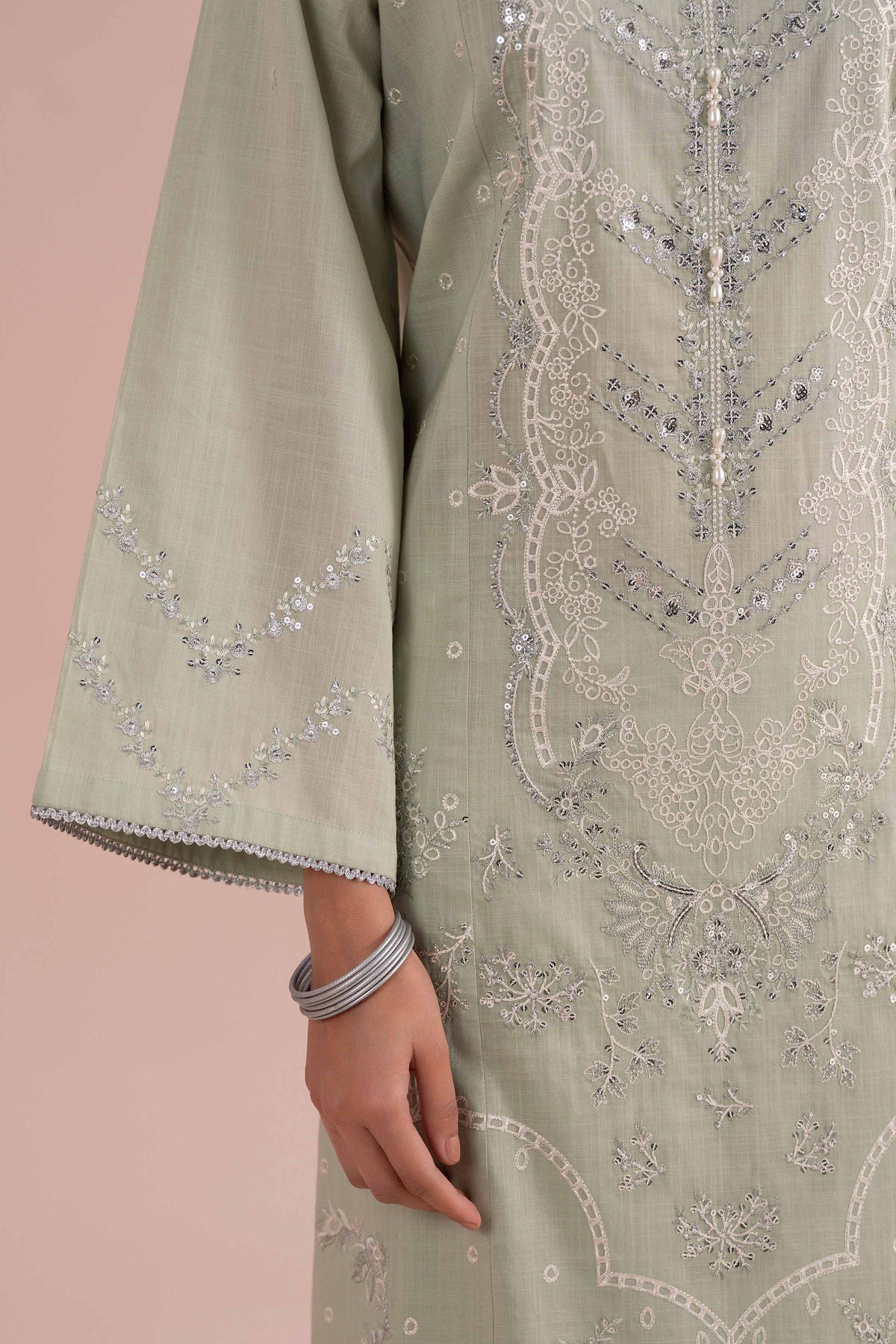 3 Piece - Embroidered Suit - PE26-316 Green Cross Hatch 3PC Embroidered Nishat Australia