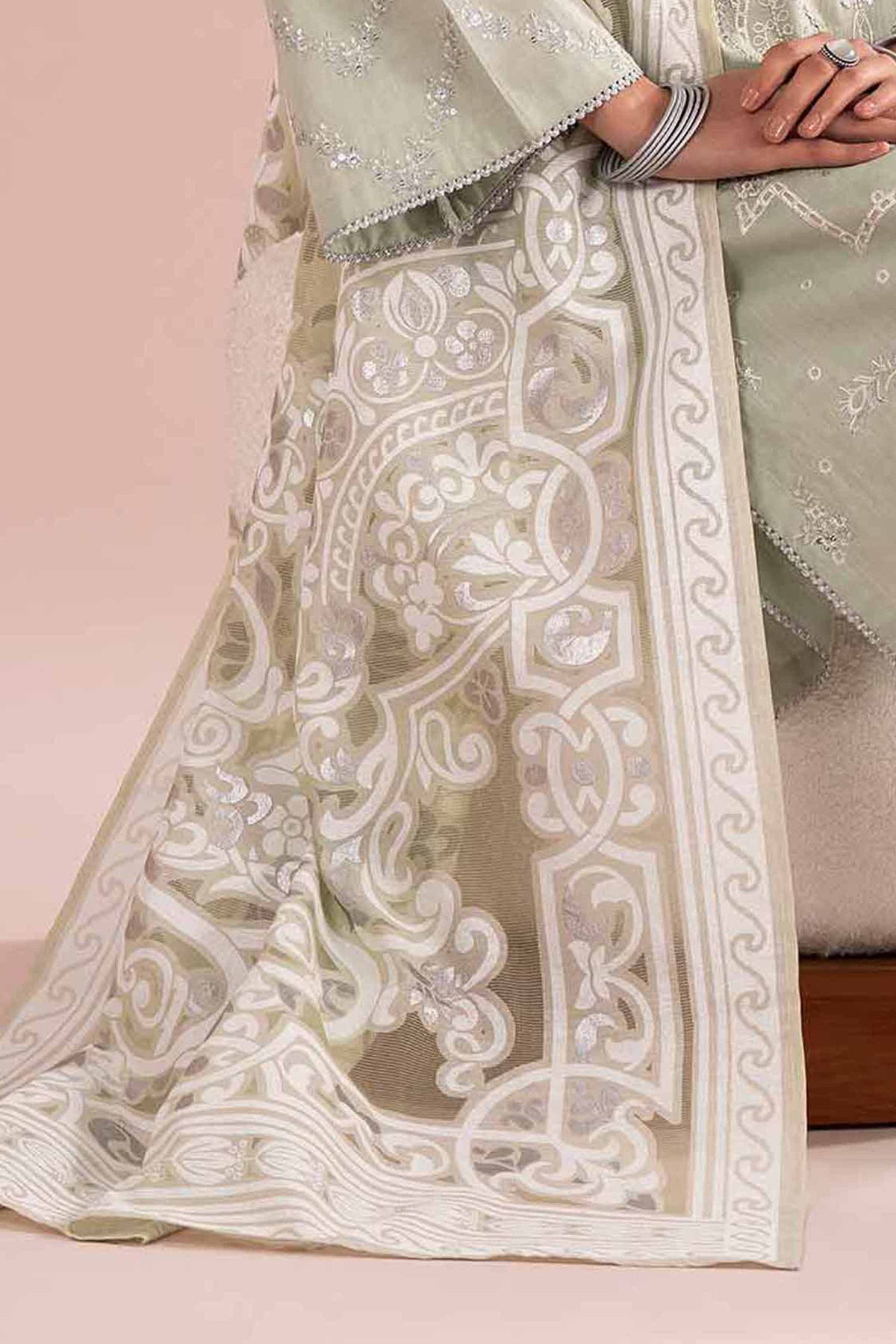 3 Piece - Embroidered Suit - PE26-316 Green Cross Hatch 3PC Embroidered Nishat Australia