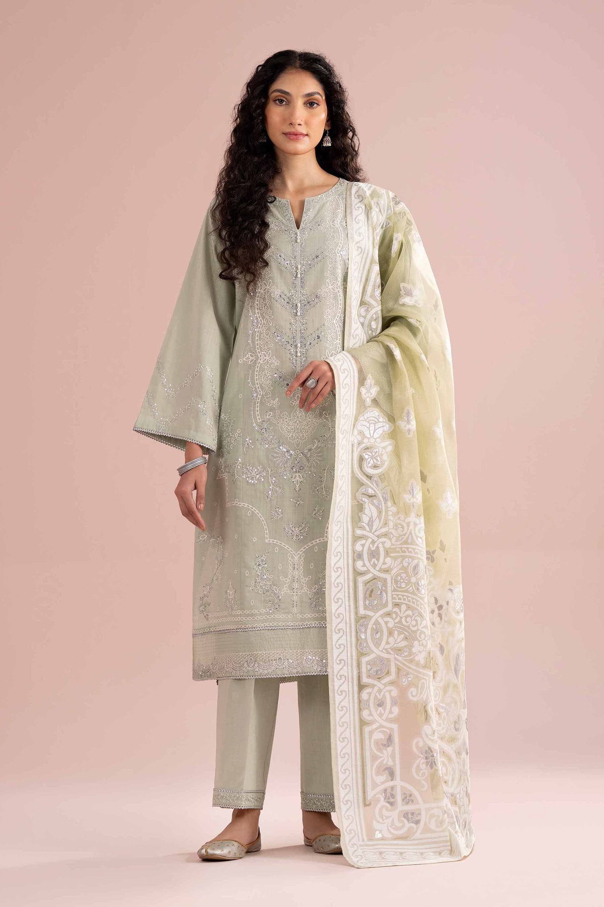 3 Piece - Embroidered Suit - PE26-316 Green Cross Hatch 3PC Embroidered Nishat Australia