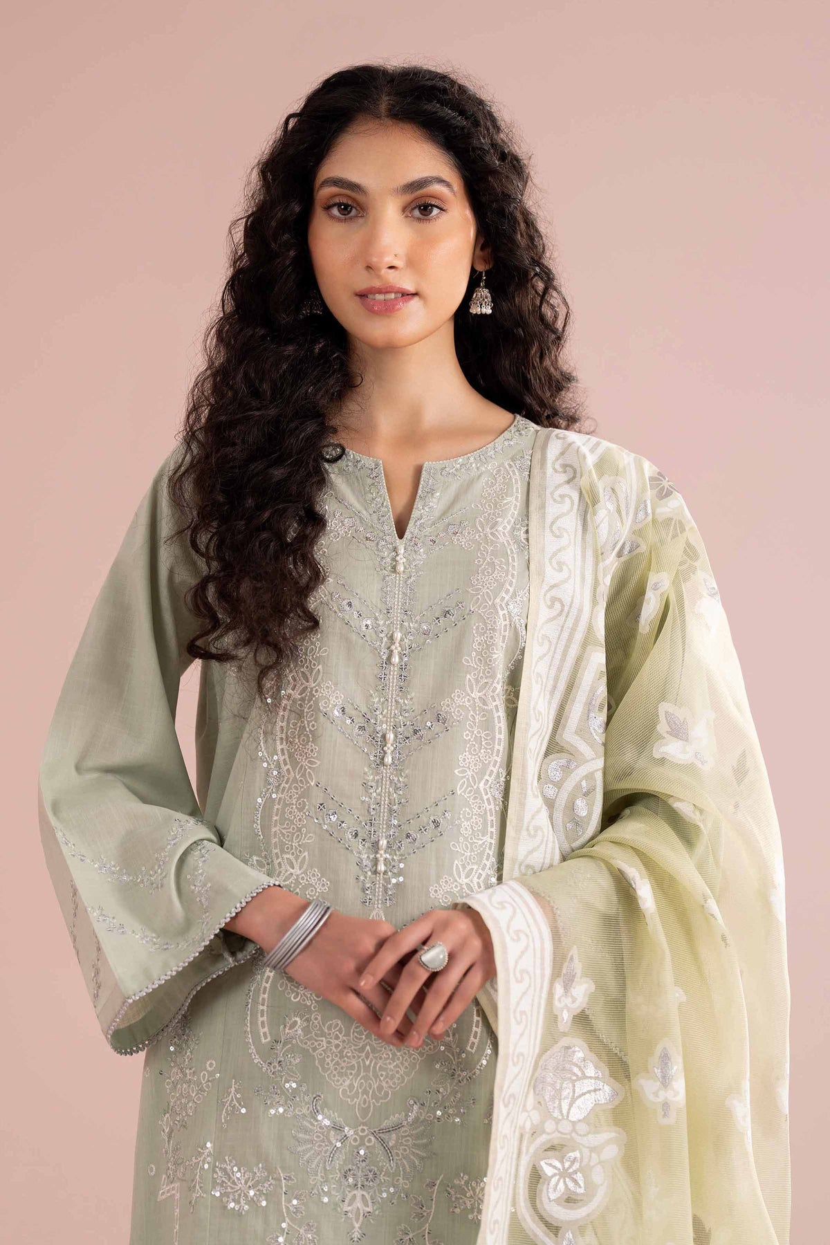 3 Piece - Embroidered Suit - PE26-316 Green Cross Hatch 3PC Embroidered Nishat Australia