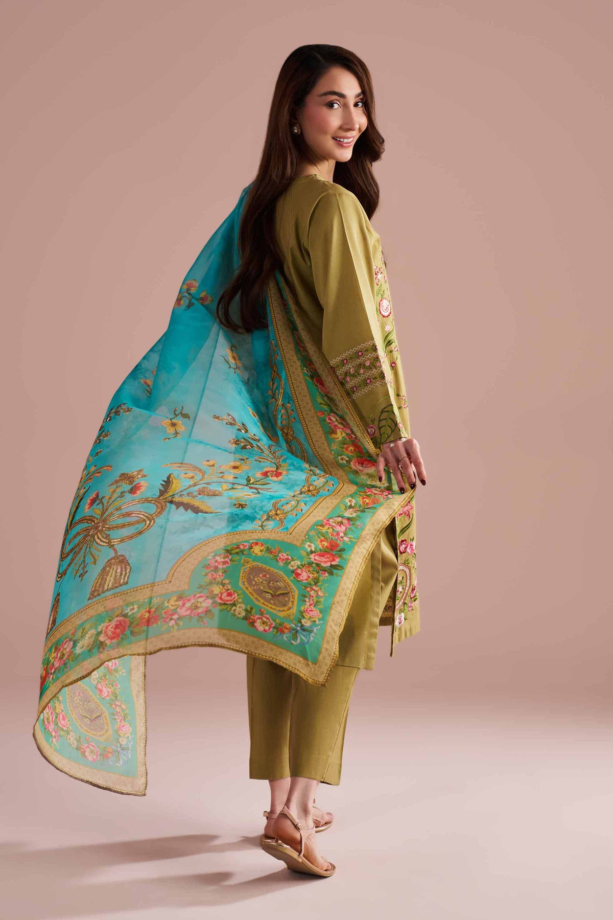 3 Piece - Embroidered Suit - PE26-321 Green Cotton 3PC Embroidered Nishat Australia