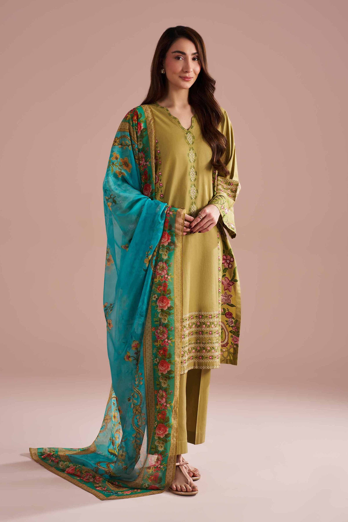 3 Piece - Embroidered Suit - PE26-321 Green Cotton 3PC Embroidered Nishat Australia