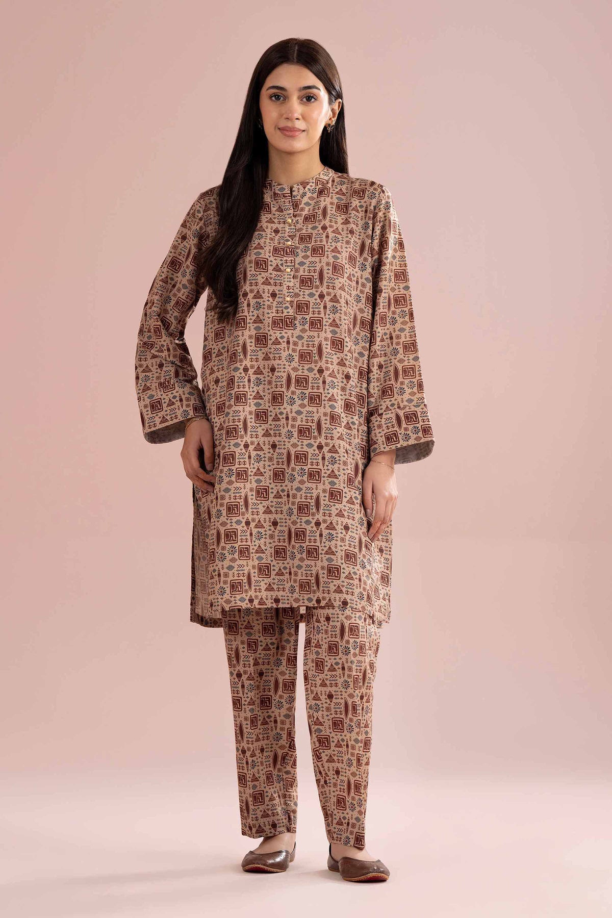 2 Piece - Printed Suit - PE26-347 Brown Lawn 2PC Printed Nishat Australia