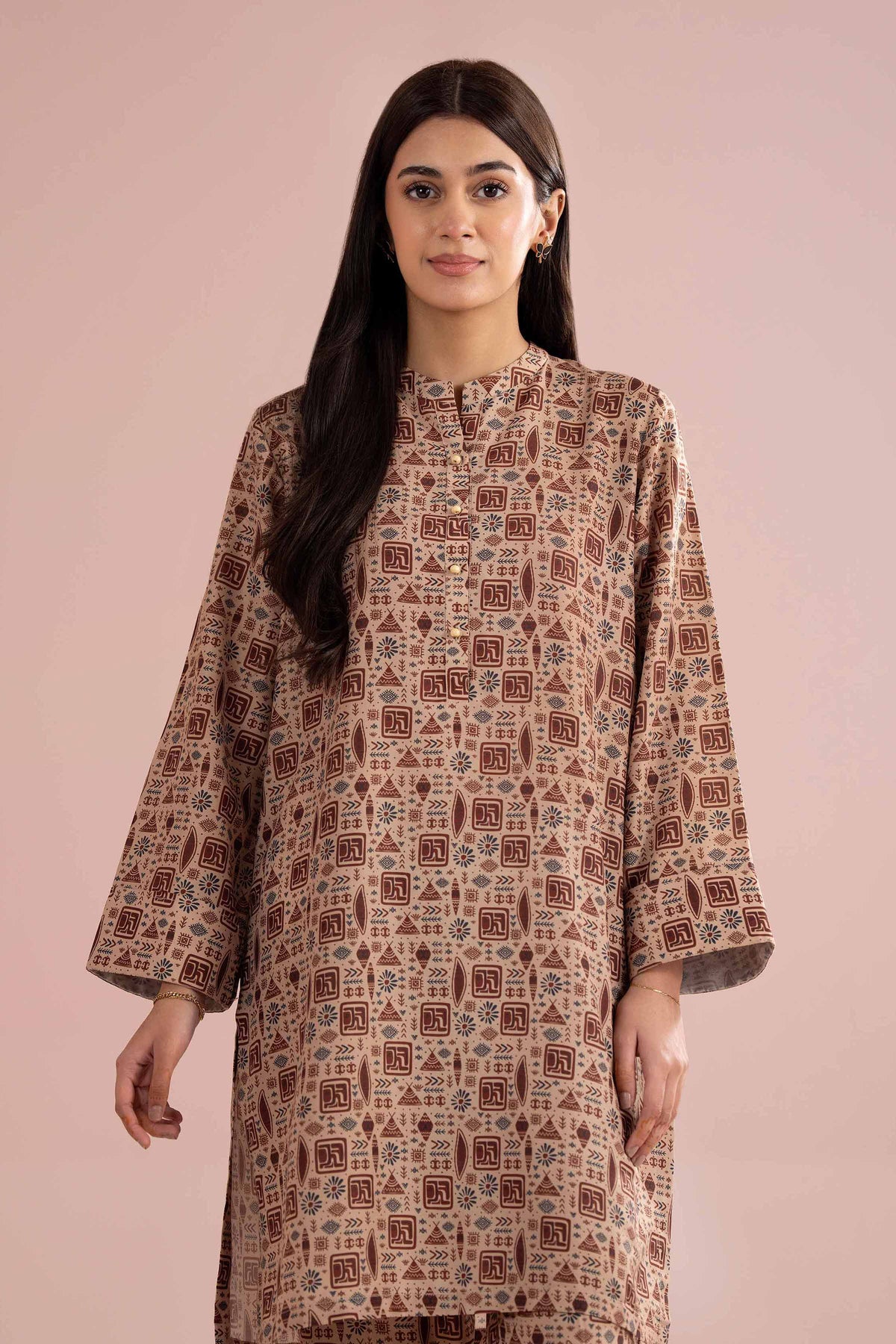 2 Piece - Printed Suit - PE26-347 Brown Lawn 2PC Printed Nishat Australia