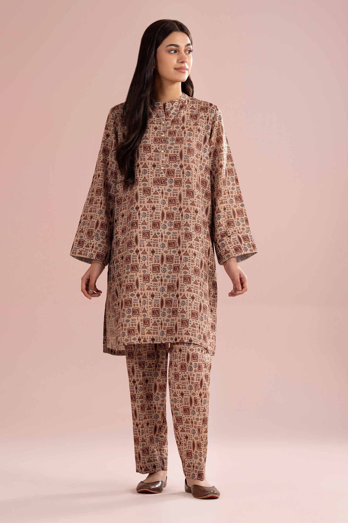 2 Piece - Printed Suit - PE26-347 Brown Lawn 2PC Printed Nishat Australia