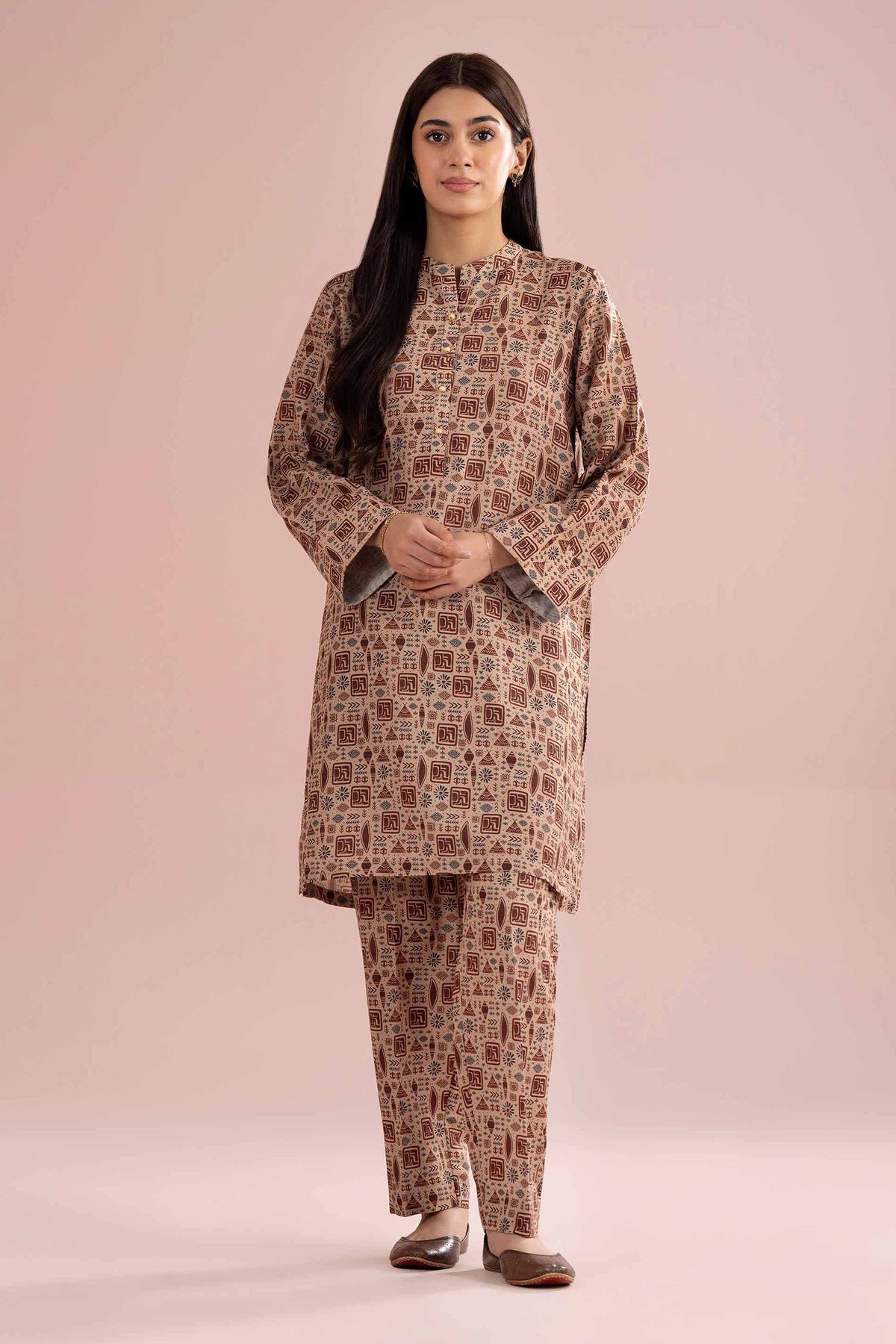 2 Piece - Printed Suit - PE26-347 Brown Lawn 2PC Printed Nishat Australia