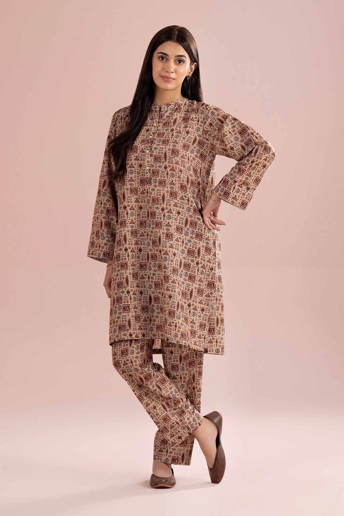 2 Piece - Printed Suit - PE26-347 Brown Lawn 2PC Printed Nishat Australia