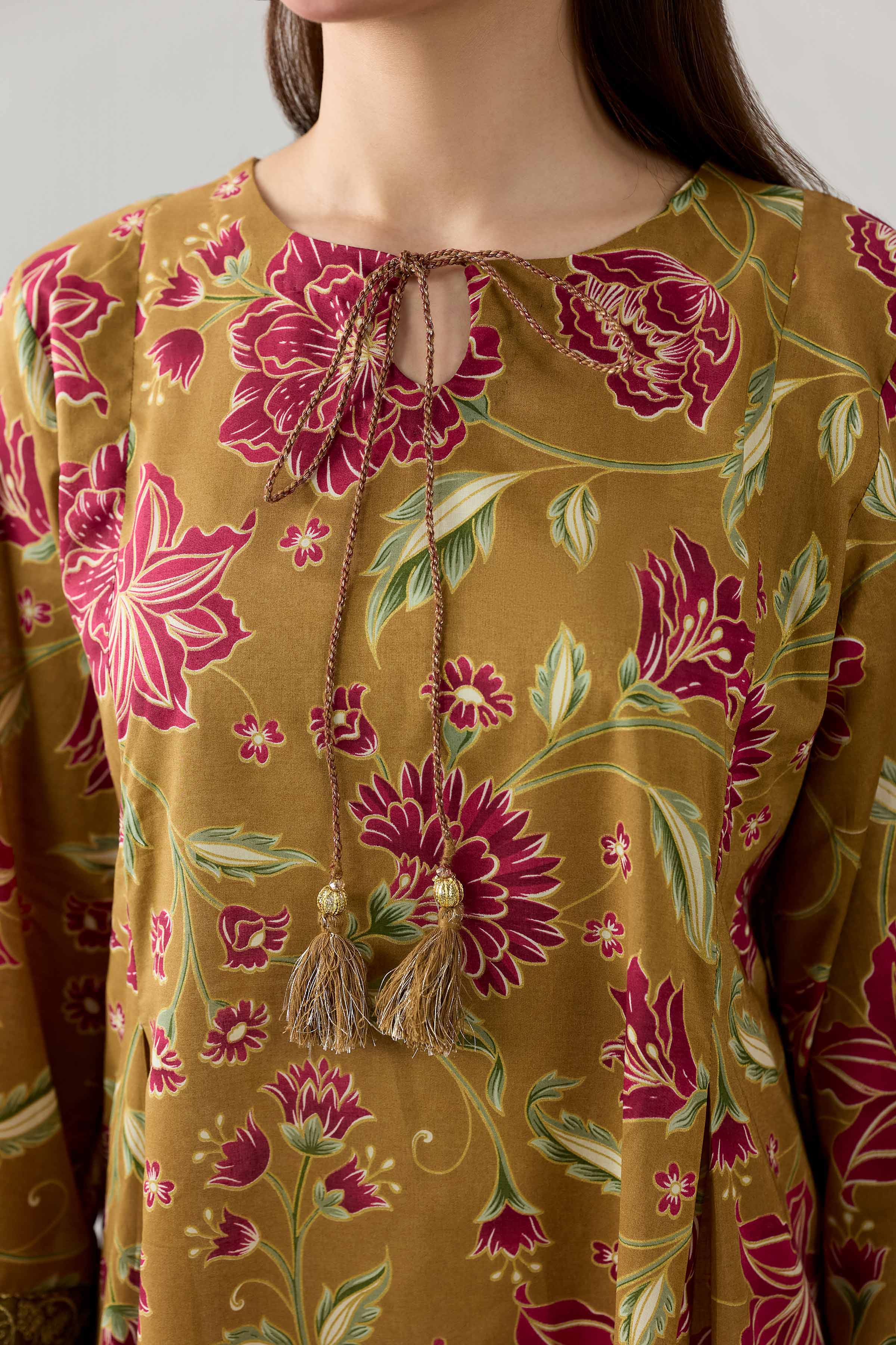 Printed Embroidered Shirt - PE26-375 Brown Lawn 1PC Embroidered Nishat Australia