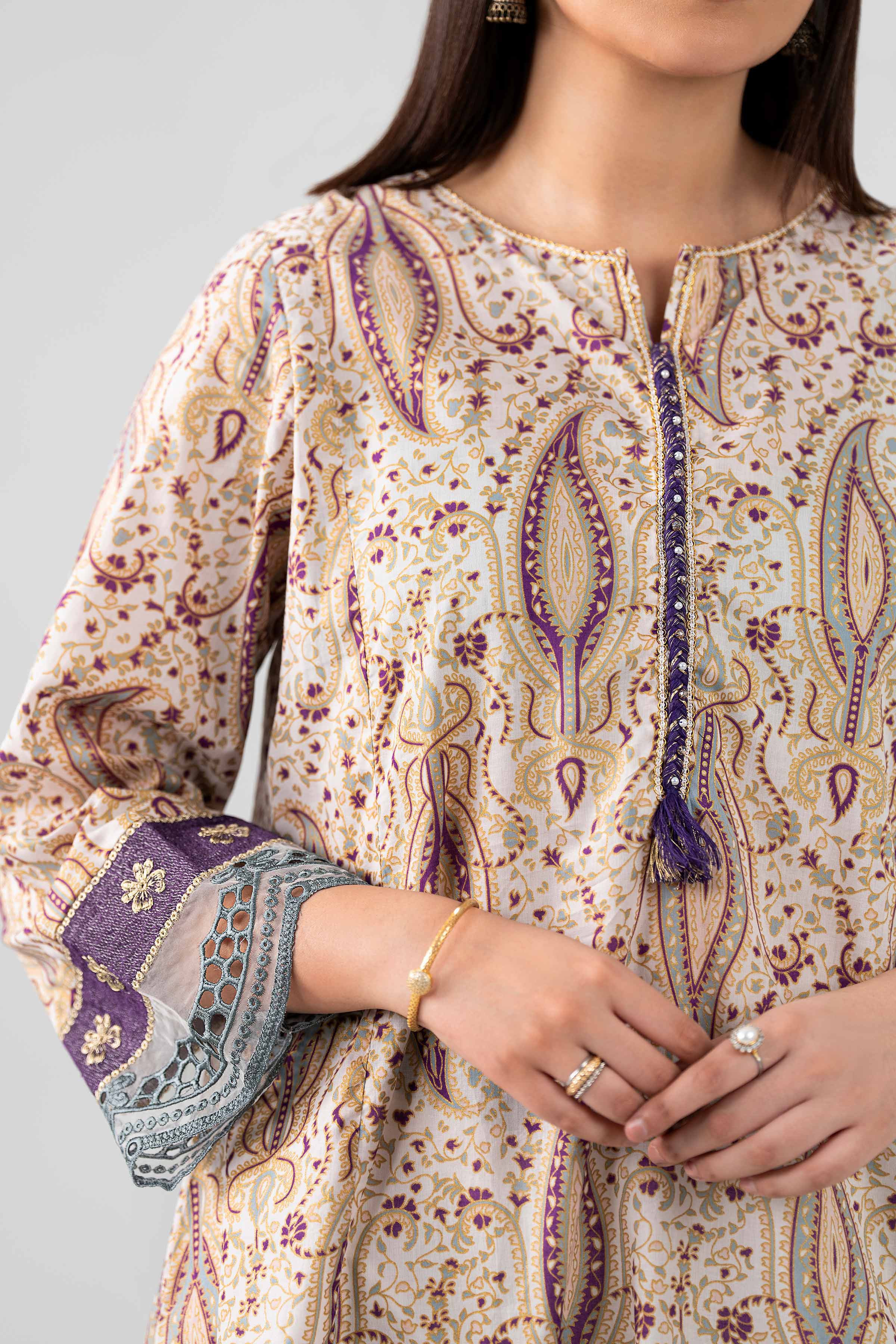 Printed Embroidered Shirt - PE26-376 Beige Lawn 1PC Embroidered Nishat Australia