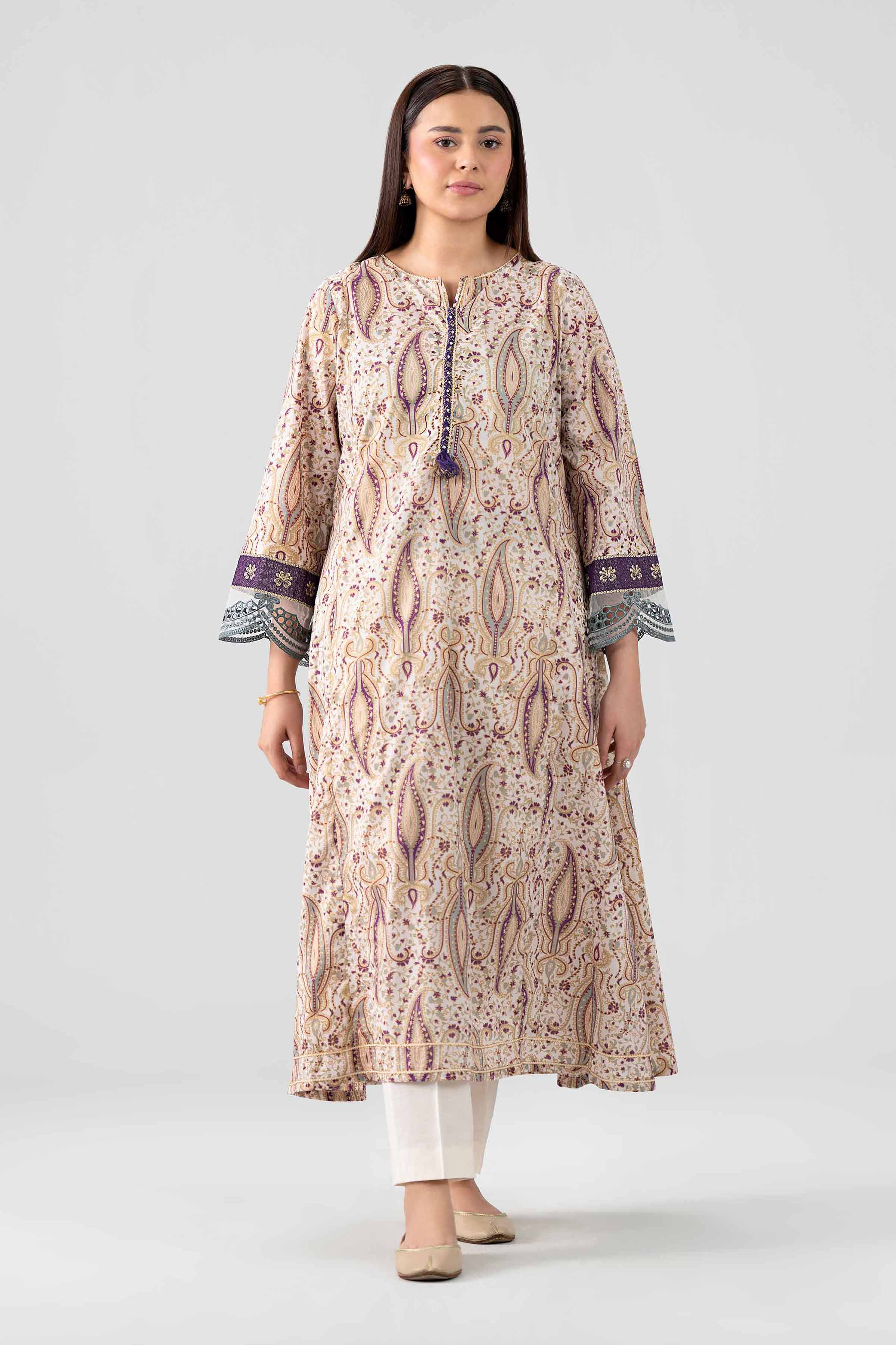 Printed Embroidered Shirt - PE26-376 Beige Lawn 1PC Embroidered Nishat Australia