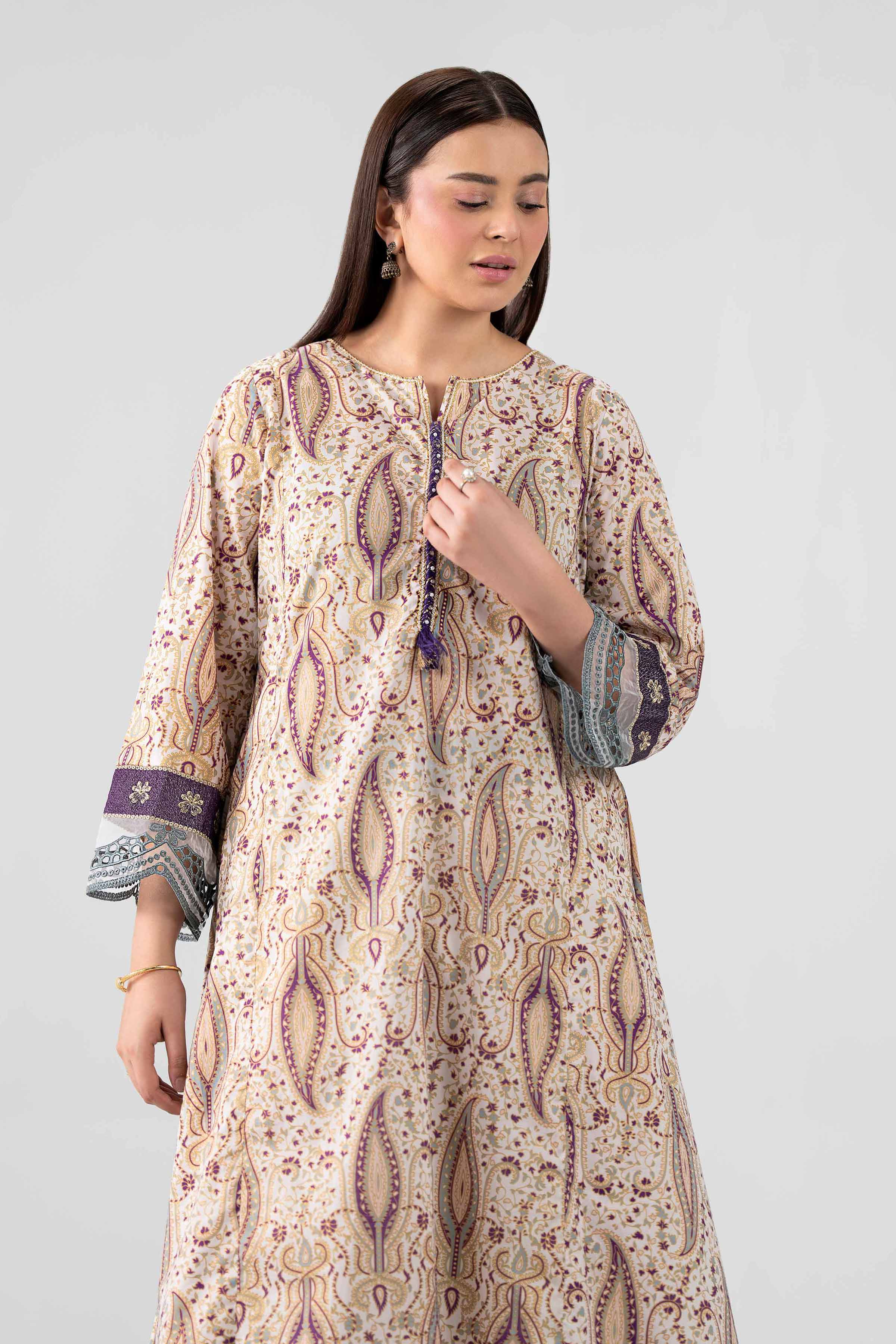 Printed Embroidered Shirt - PE26-376 Beige Lawn 1PC Embroidered Nishat Australia