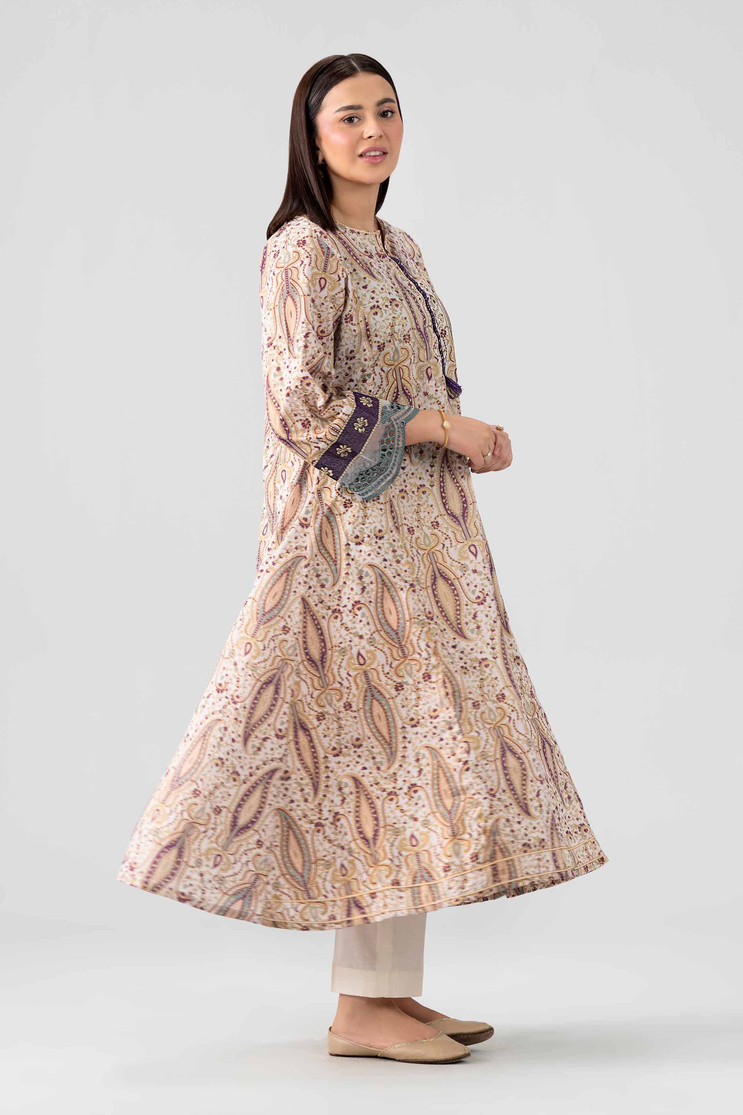 Printed Embroidered Shirt - PE26-376 Beige Lawn 1PC Embroidered Nishat Australia
