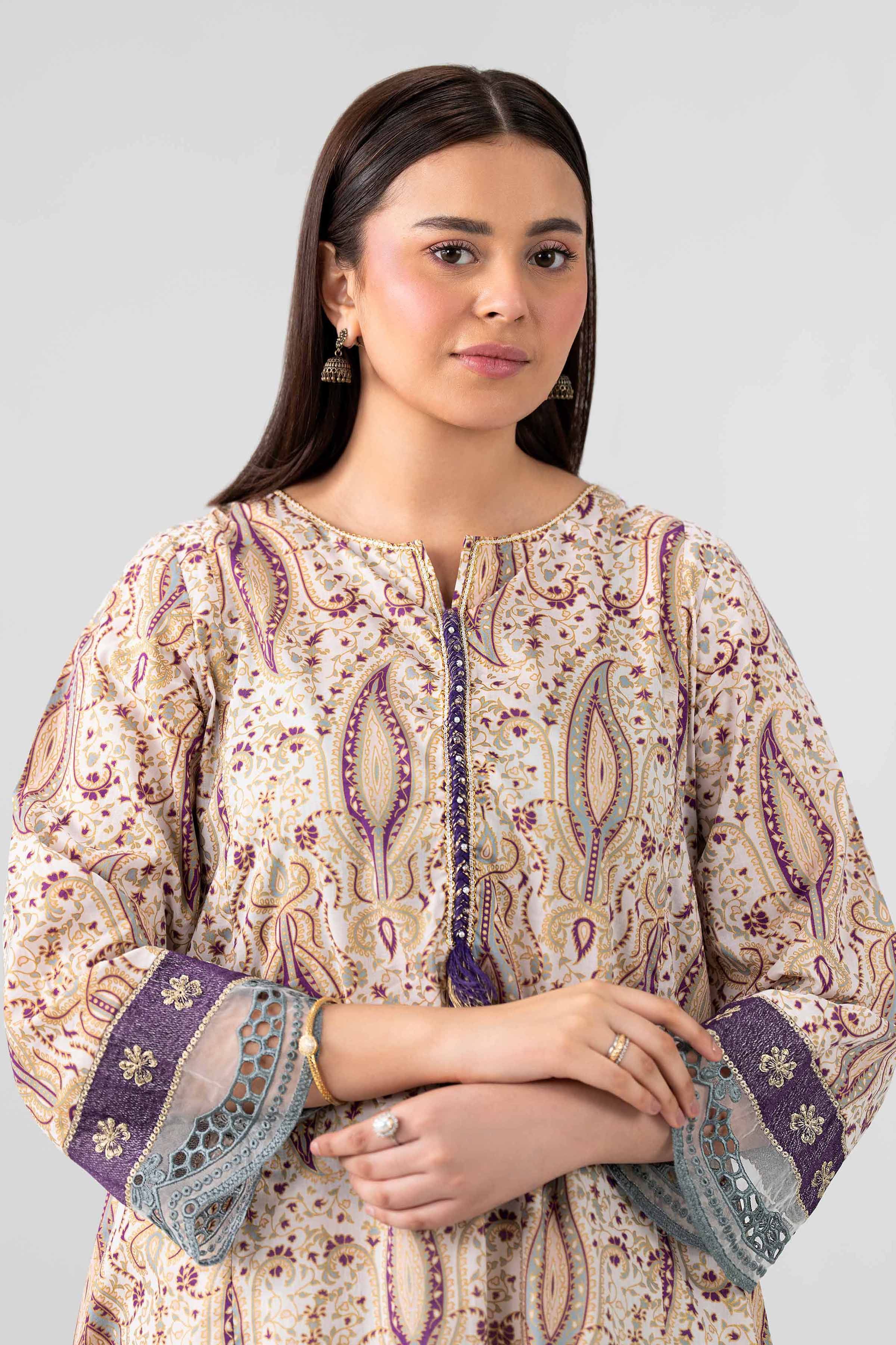 Printed Embroidered Shirt - PE26-376 Beige Lawn 1PC Embroidered Nishat Australia
