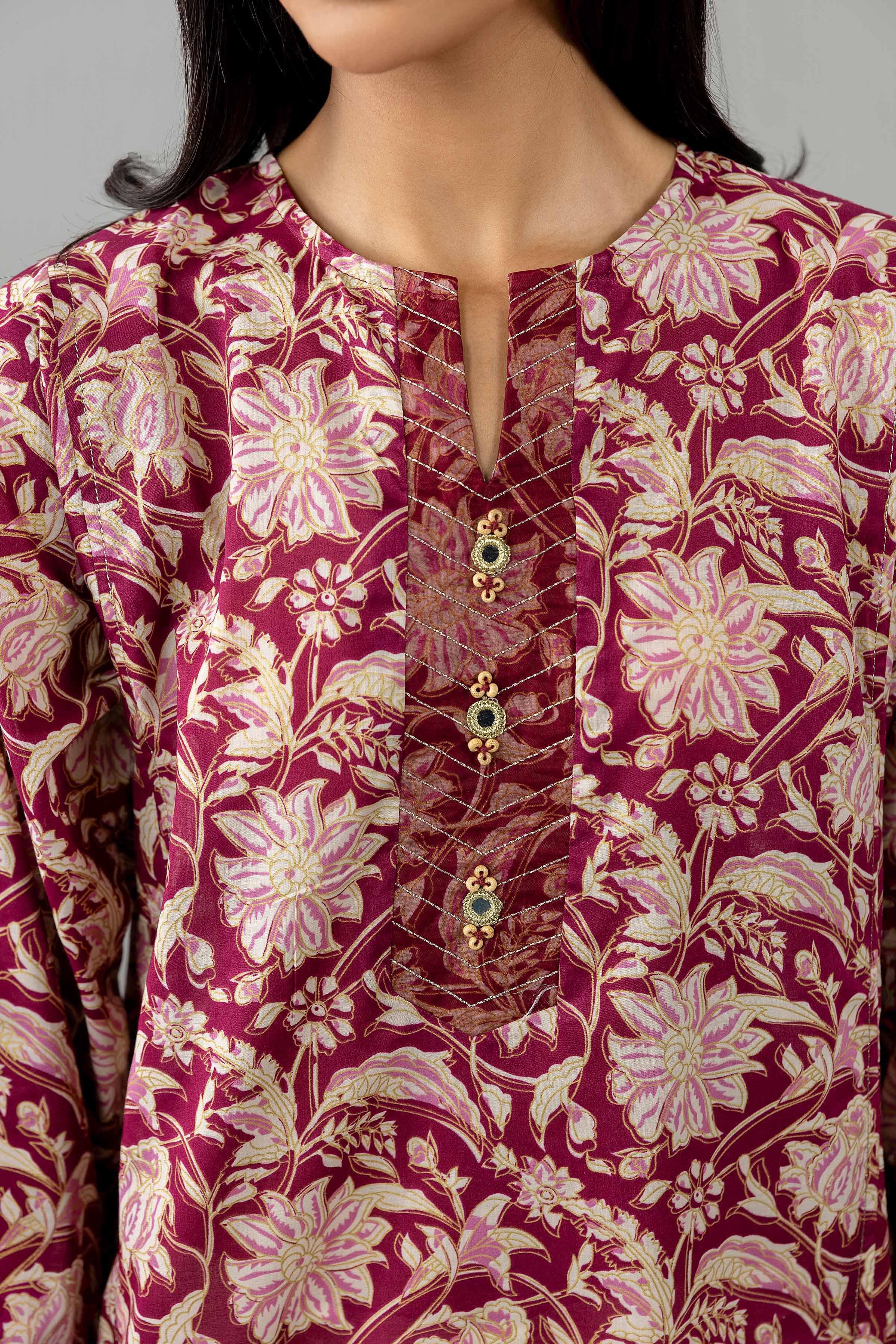 Printed Embroidered Shirt - PE26-377 Red Lawn 1PC Embroidered Nishat Australia