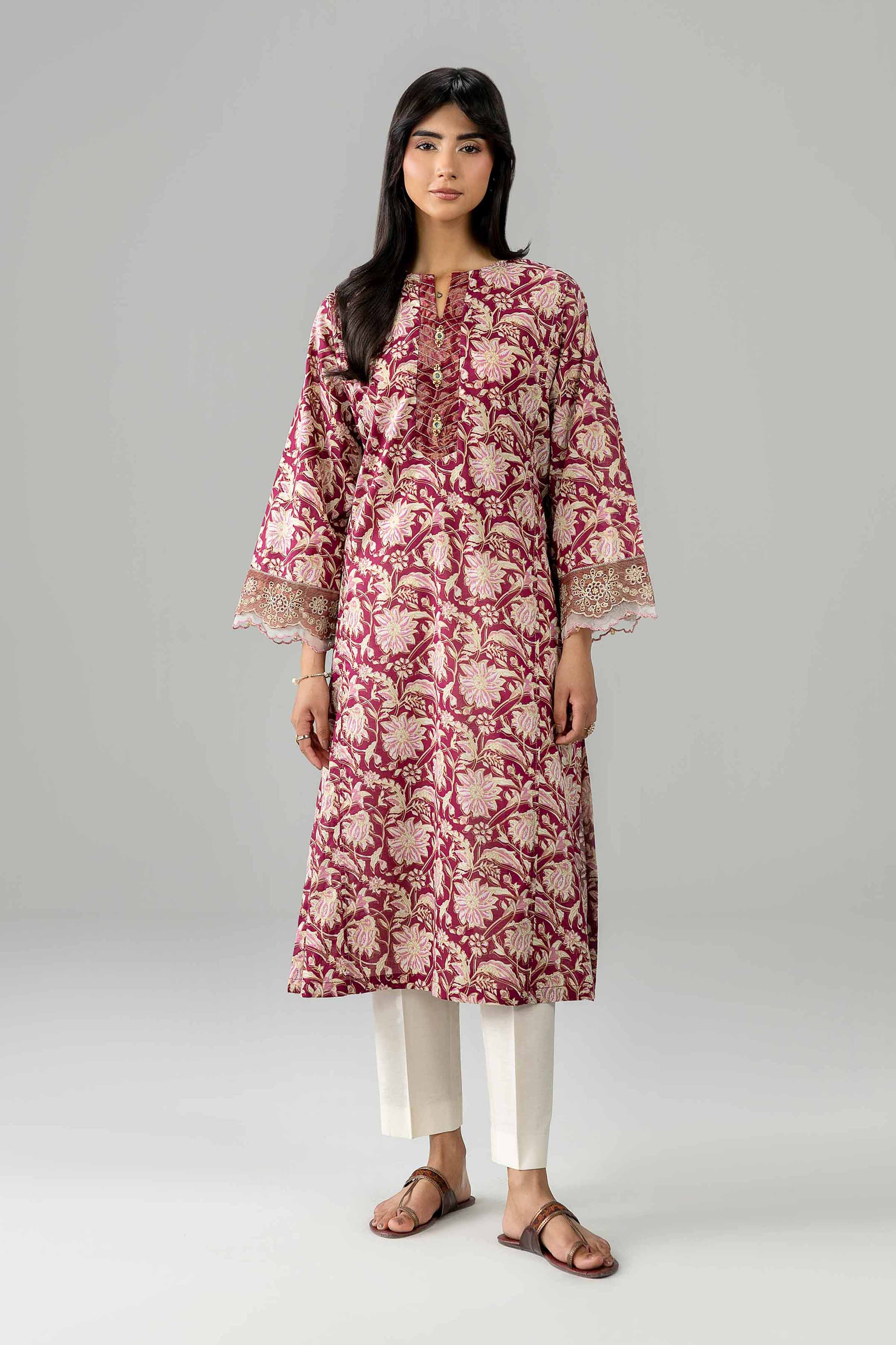 Printed Embroidered Shirt - PE26-377 Red Lawn 1PC Embroidered Nishat Australia