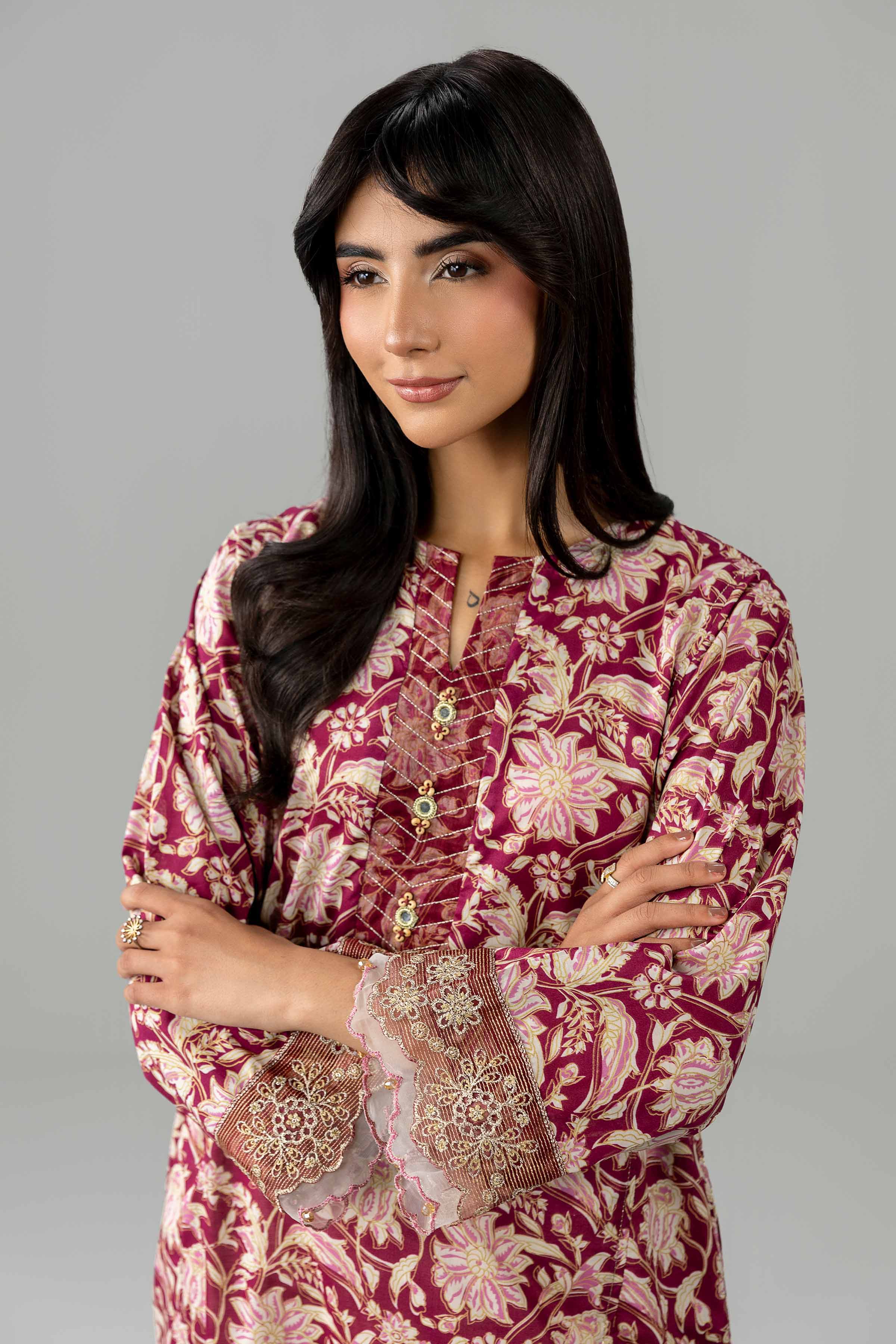 Printed Embroidered Shirt - PE26-377 Red Lawn 1PC Embroidered Nishat Australia
