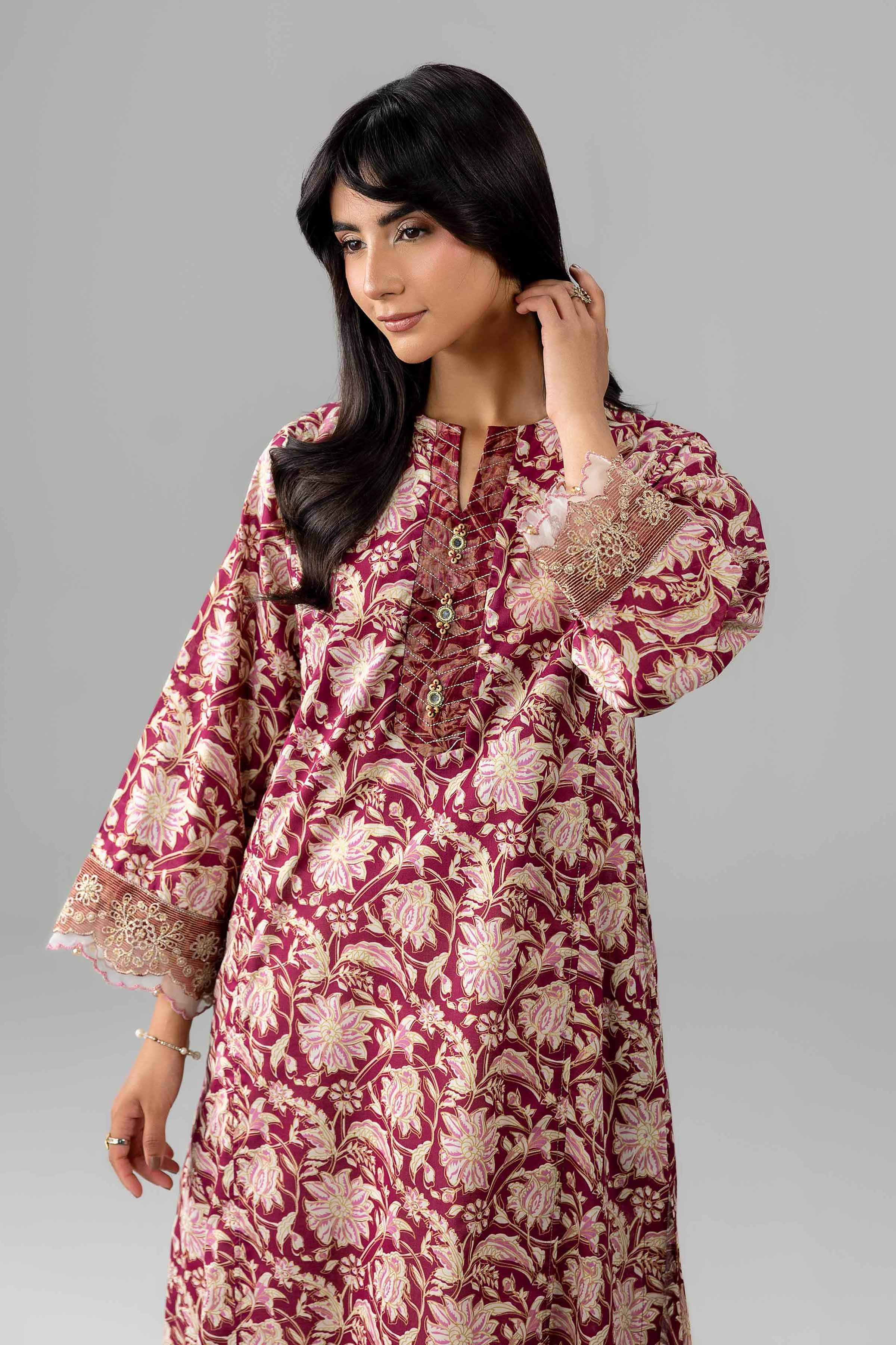 Printed Embroidered Shirt - PE26-377 Red Lawn 1PC Embroidered Nishat Australia