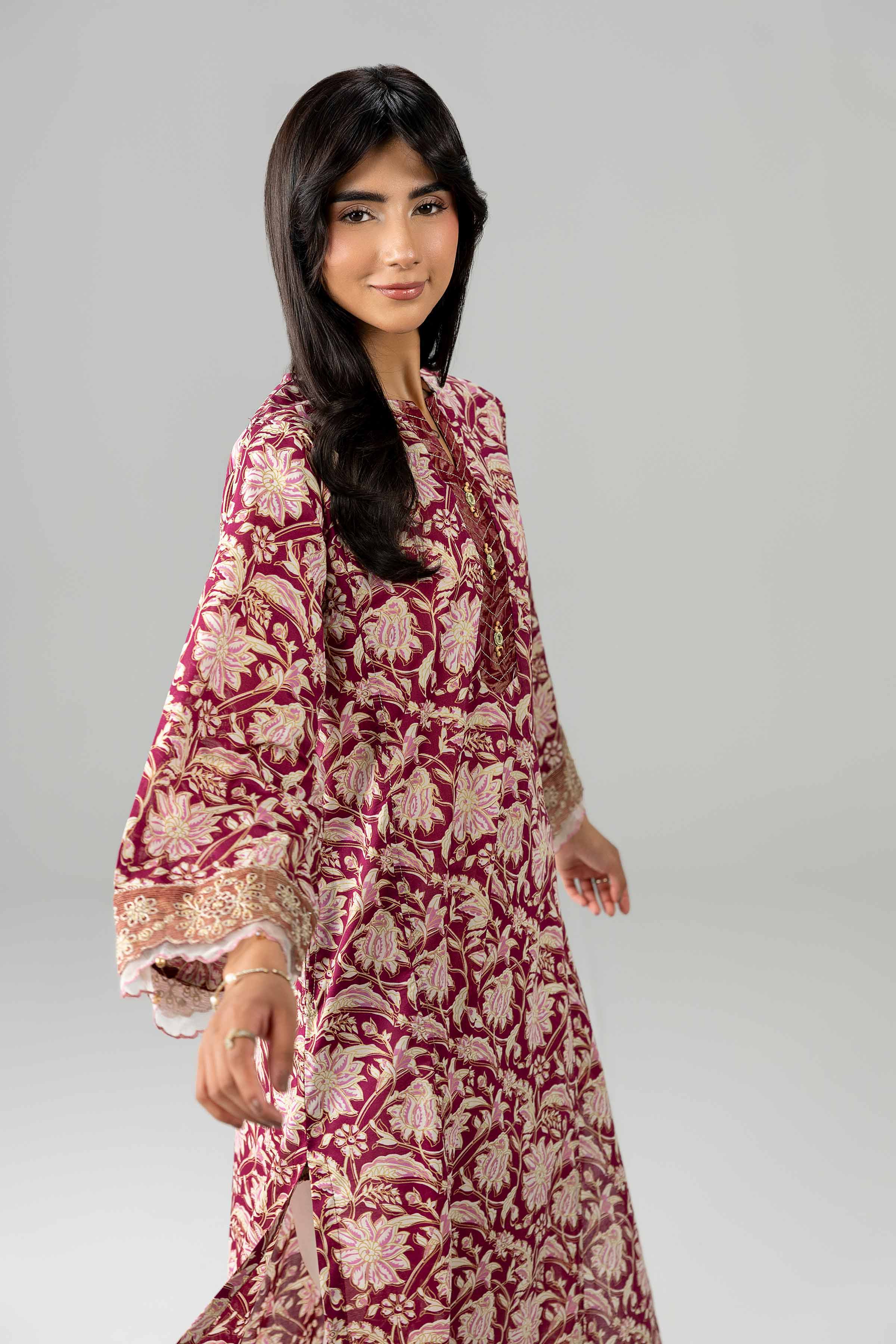 Printed Embroidered Shirt - PE26-377 Red Lawn 1PC Embroidered Nishat Australia