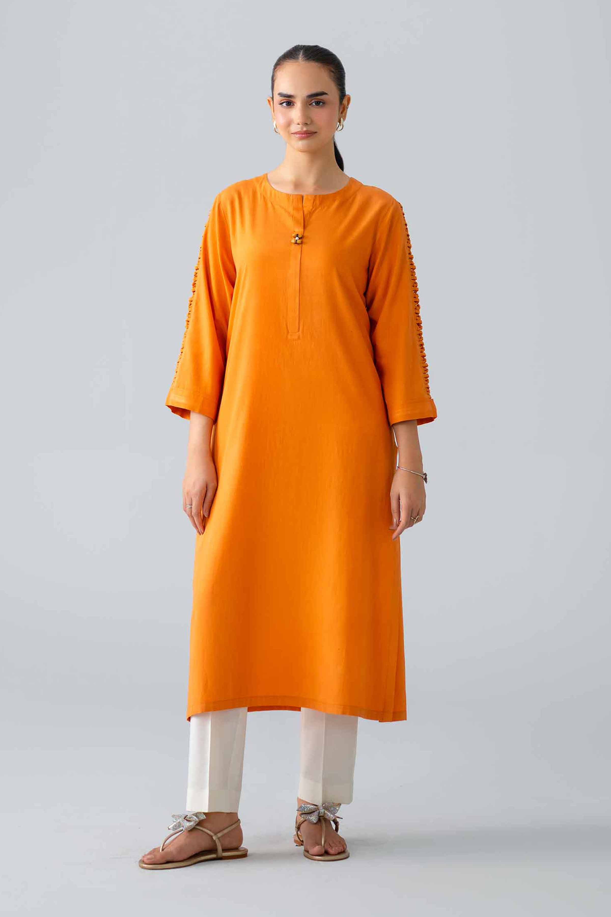 Embroidered Shirt  - PE26-380 Orange Cotton 1PC Embroidered Nishat Australia