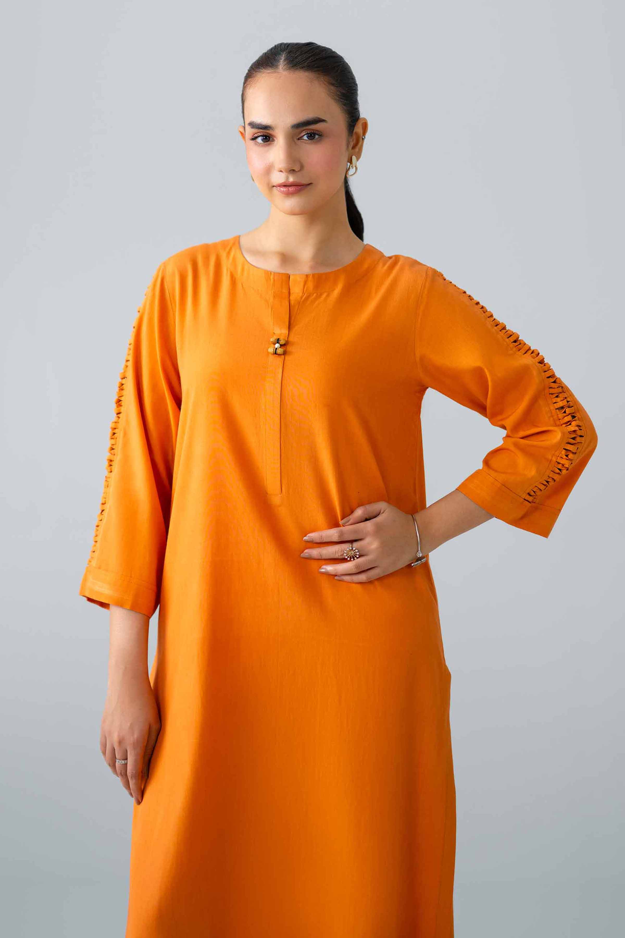 Embroidered Shirt  - PE26-380 Orange Cotton 1PC Embroidered Nishat Australia