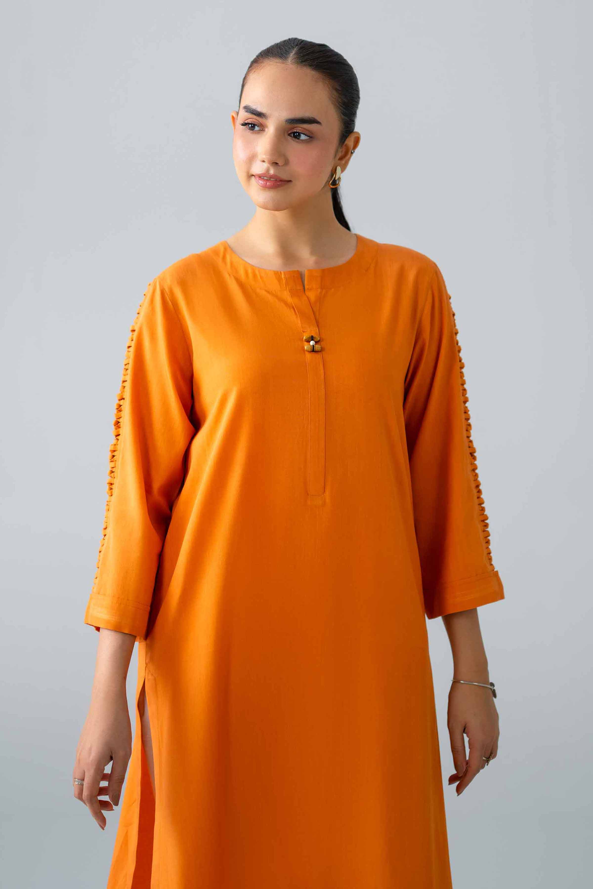 Embroidered Shirt  - PE26-380 Orange Cotton 1PC Embroidered Nishat Australia