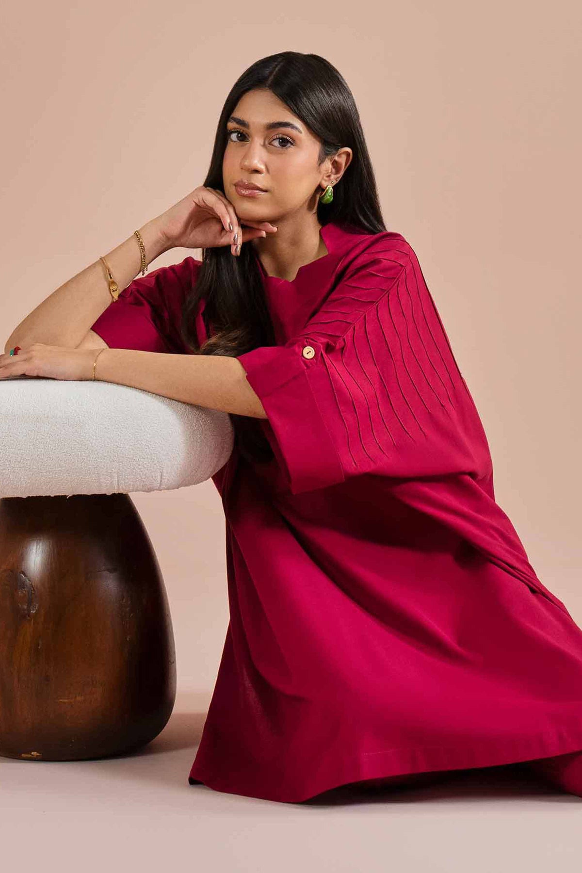 2 Piece - Solid Suit - PE26-42 Red Yarn Dyed 2PC Solids Nishat Australia