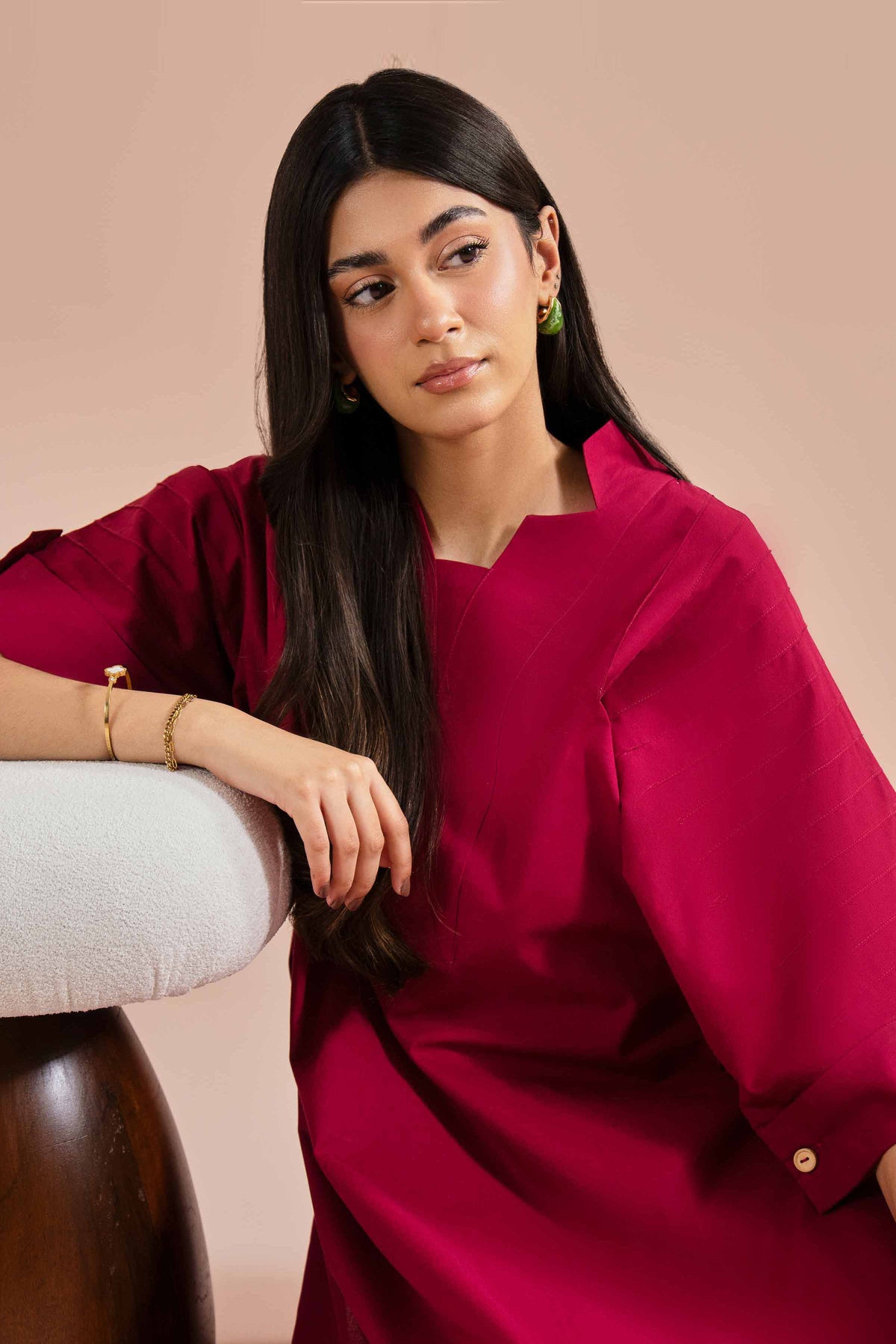 2 Piece - Solid Suit - PE26-42 Red Yarn Dyed 2PC Solids Nishat Australia