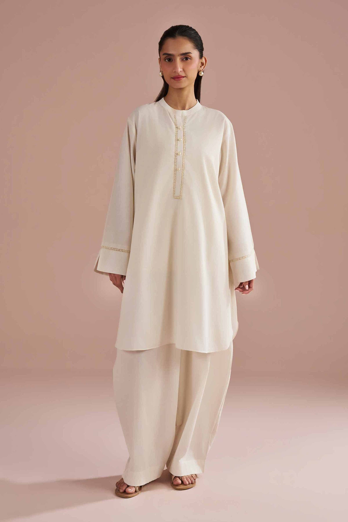 2 Piece - Solid Suit - PE26-43 White Plain 2PC Solids Nishat Australia