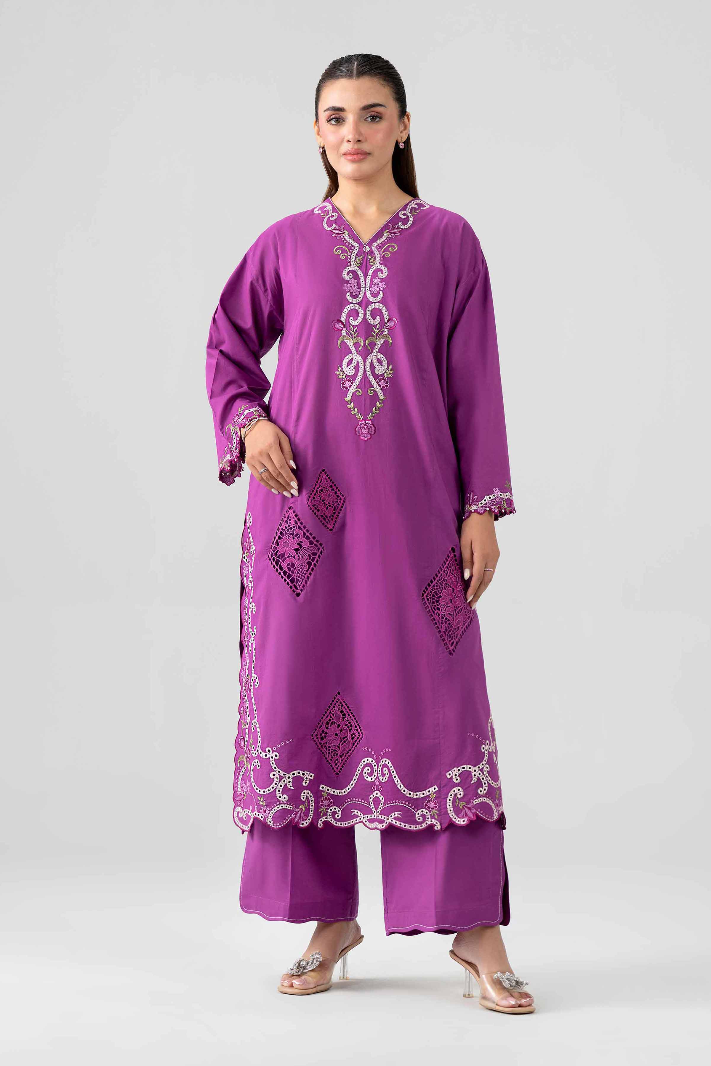2 Piece - Embroidered Suit - PE26-455 Purple Cambric 2PC Embroidered Nishat Australia