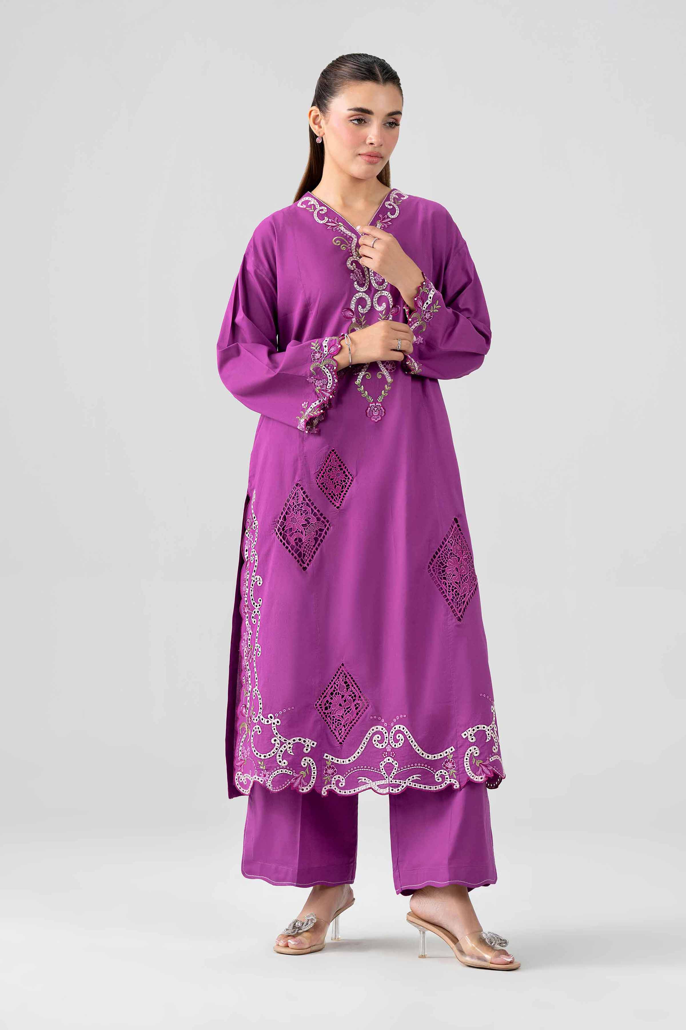 2 Piece - Embroidered Suit - PE26-455 Purple Cambric 2PC Embroidered Nishat Australia