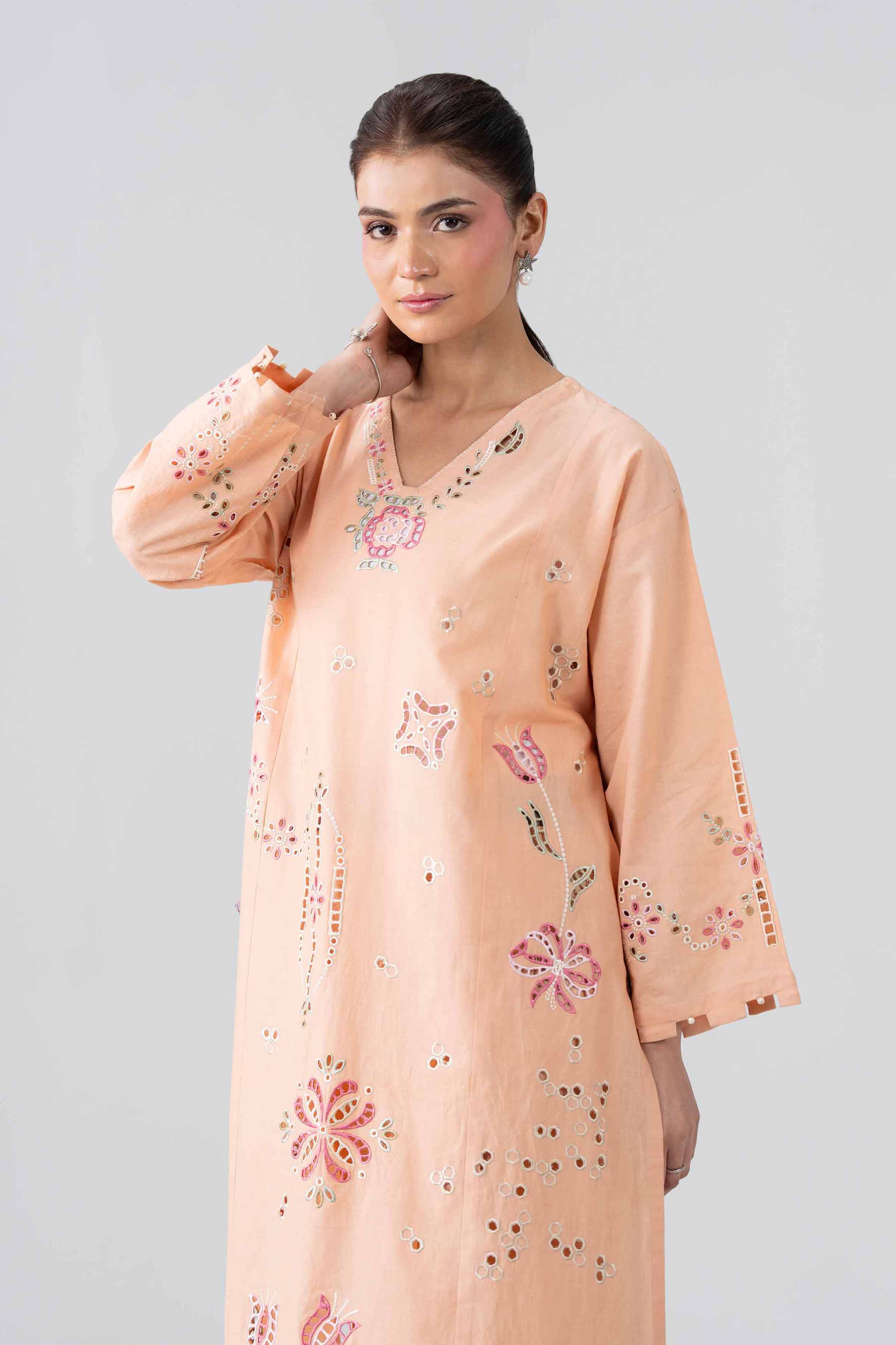 2 Piece - Embroidered Suit - PE26-457 Orange Cambric 2PC Embroidered Nishat Australia