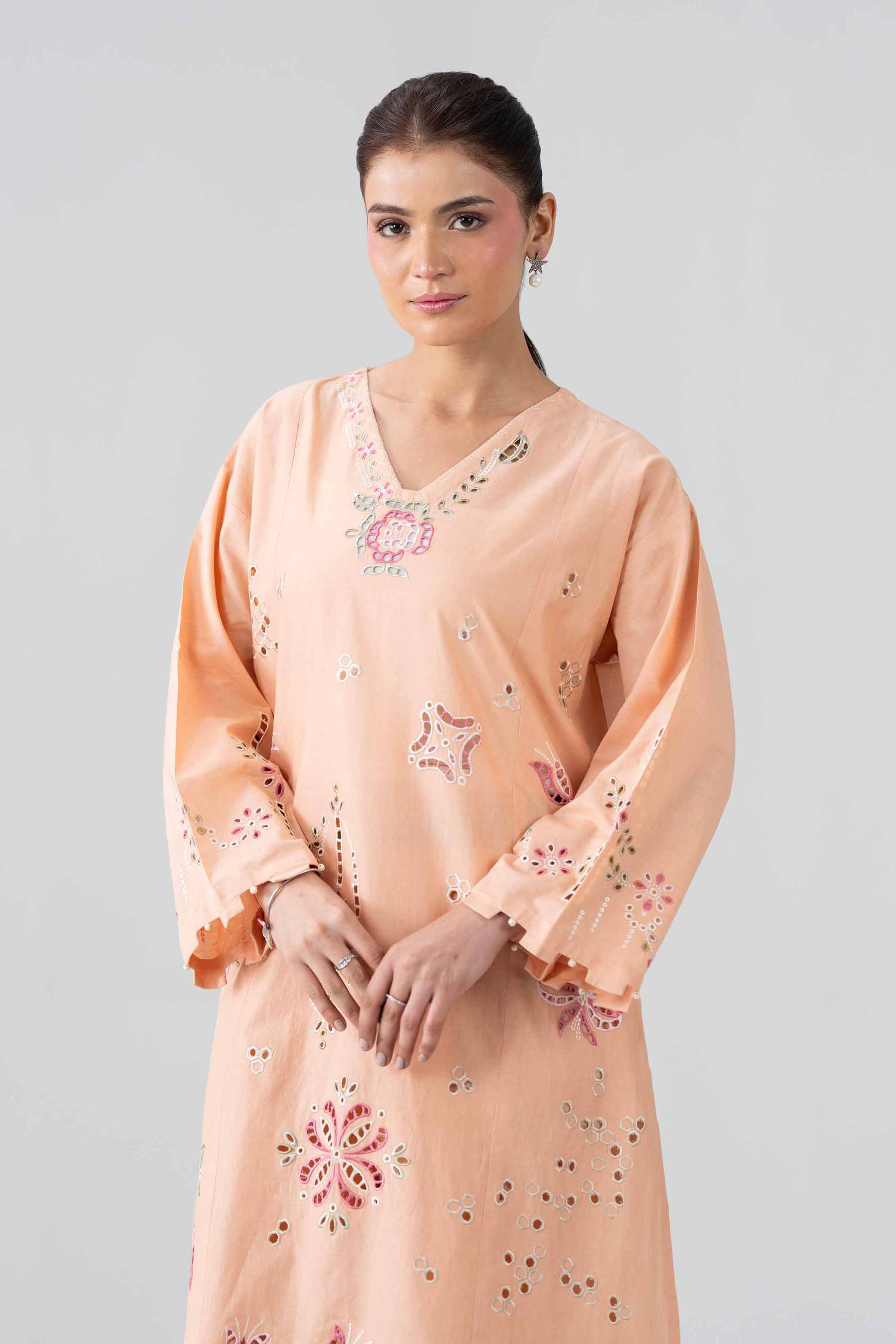 2 Piece - Embroidered Suit - PE26-457 Orange Cambric 2PC Embroidered Nishat Australia