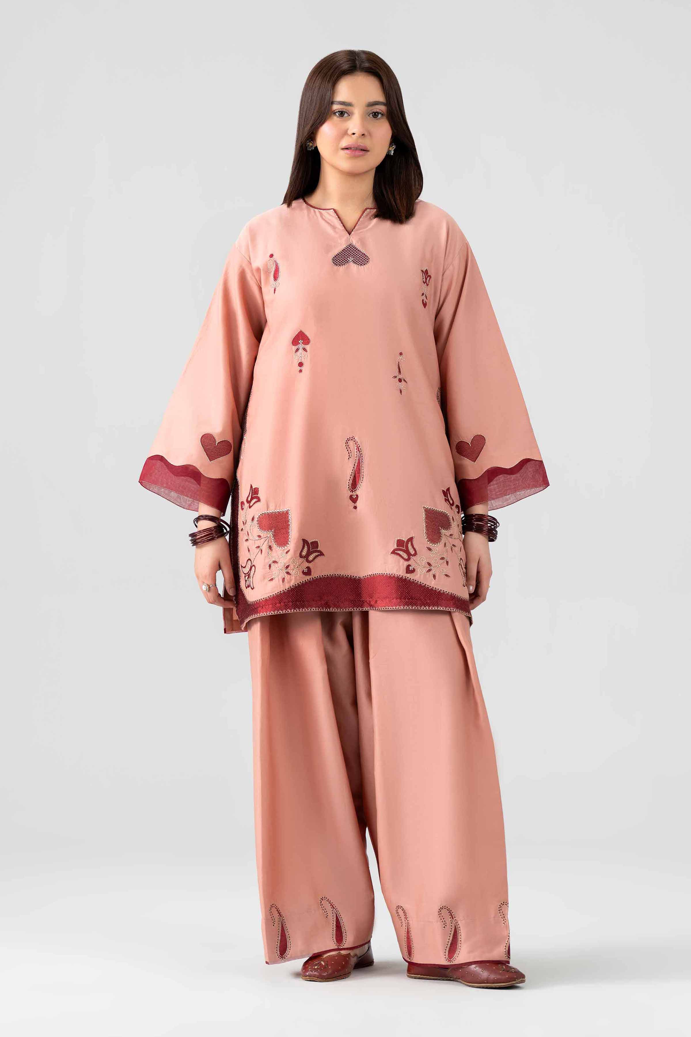 2 Piece - Embroidered Suit - PE26-463 Orange Sateen 2PC Embroidered Nishat Australia