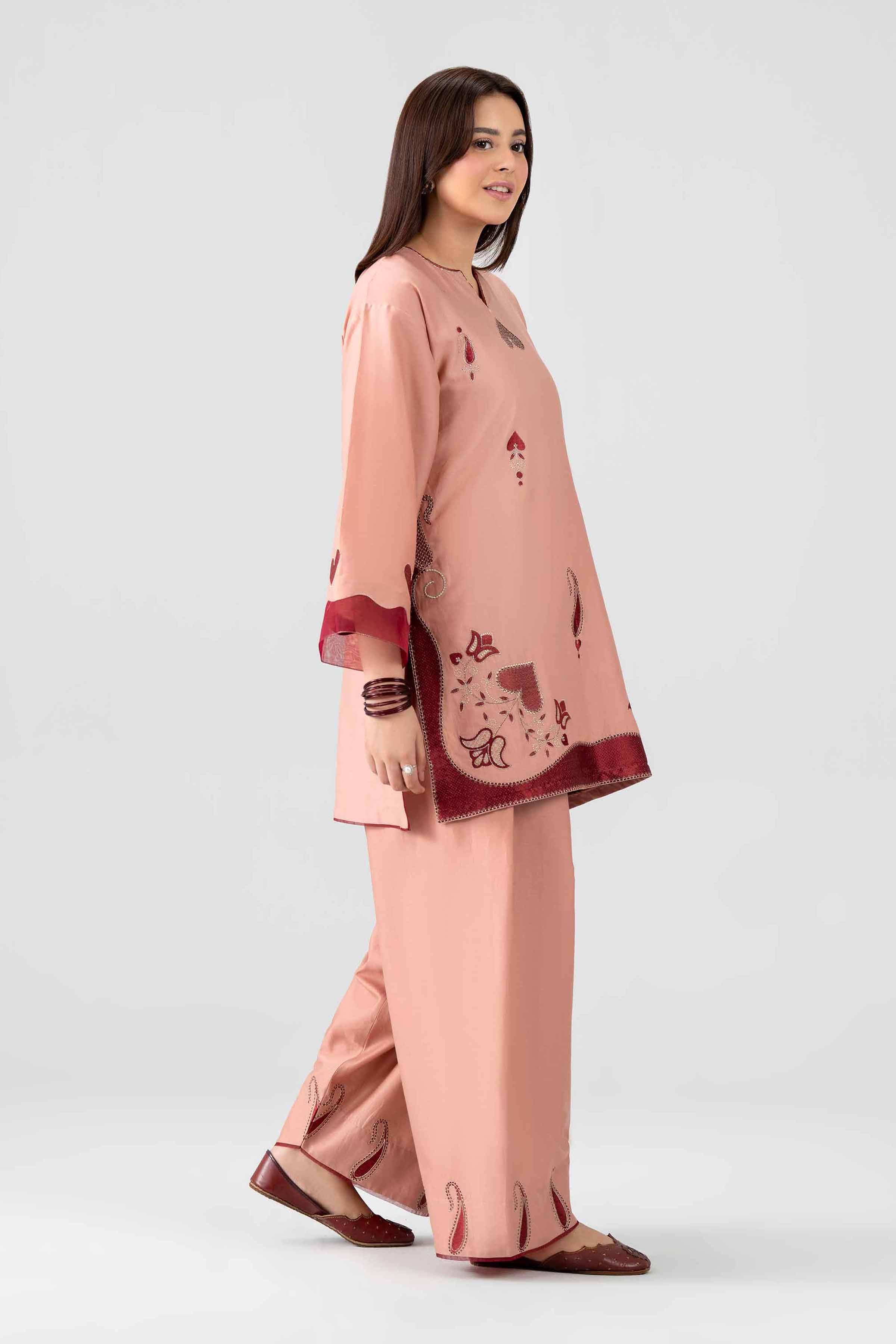2 Piece - Embroidered Suit - PE26-463 Orange Sateen 2PC Embroidered Nishat Australia