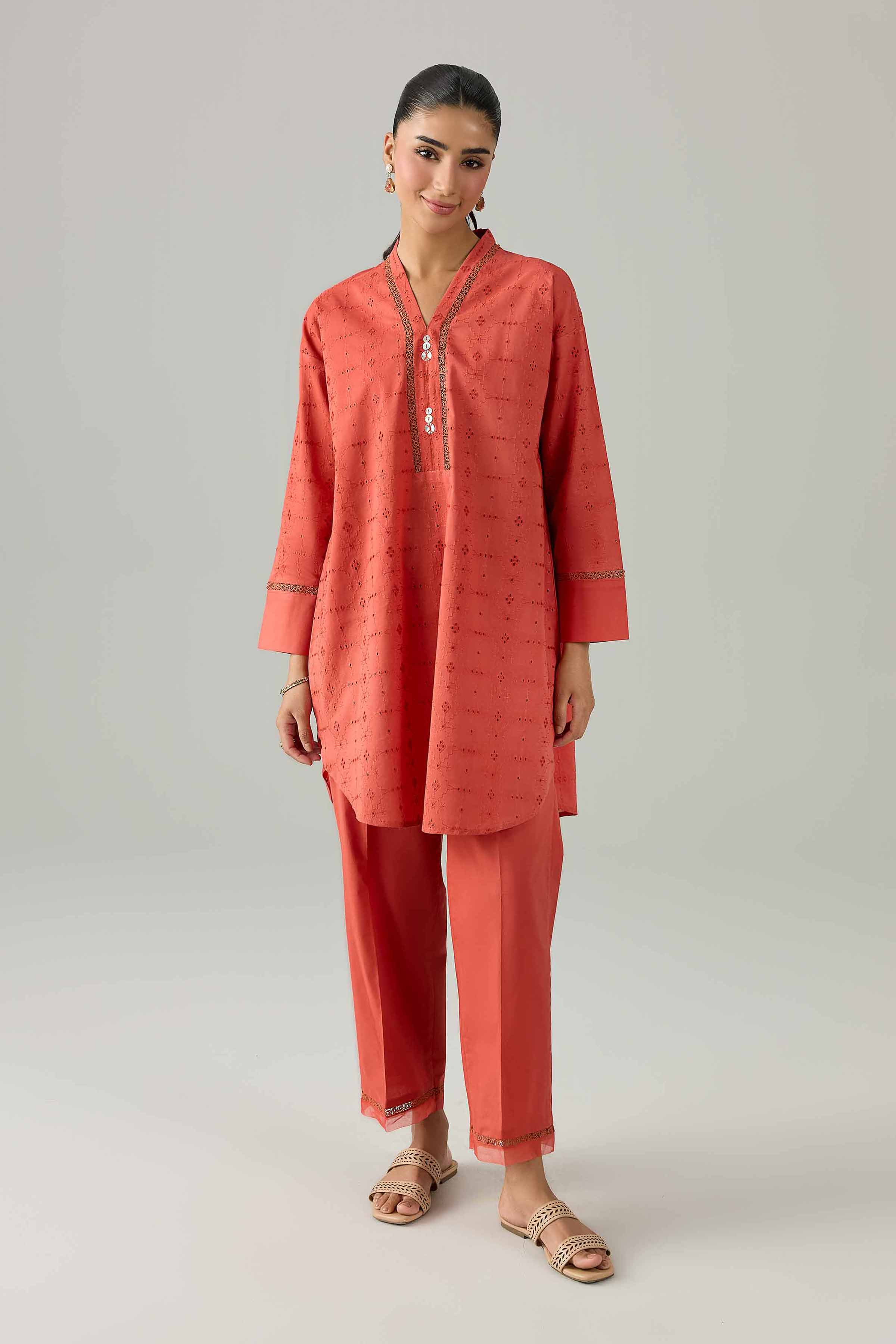 2 Piece - Embroidered Suit - PE26-468 Orange Chicken Kari 2PC Embroidered Nishat Australia
