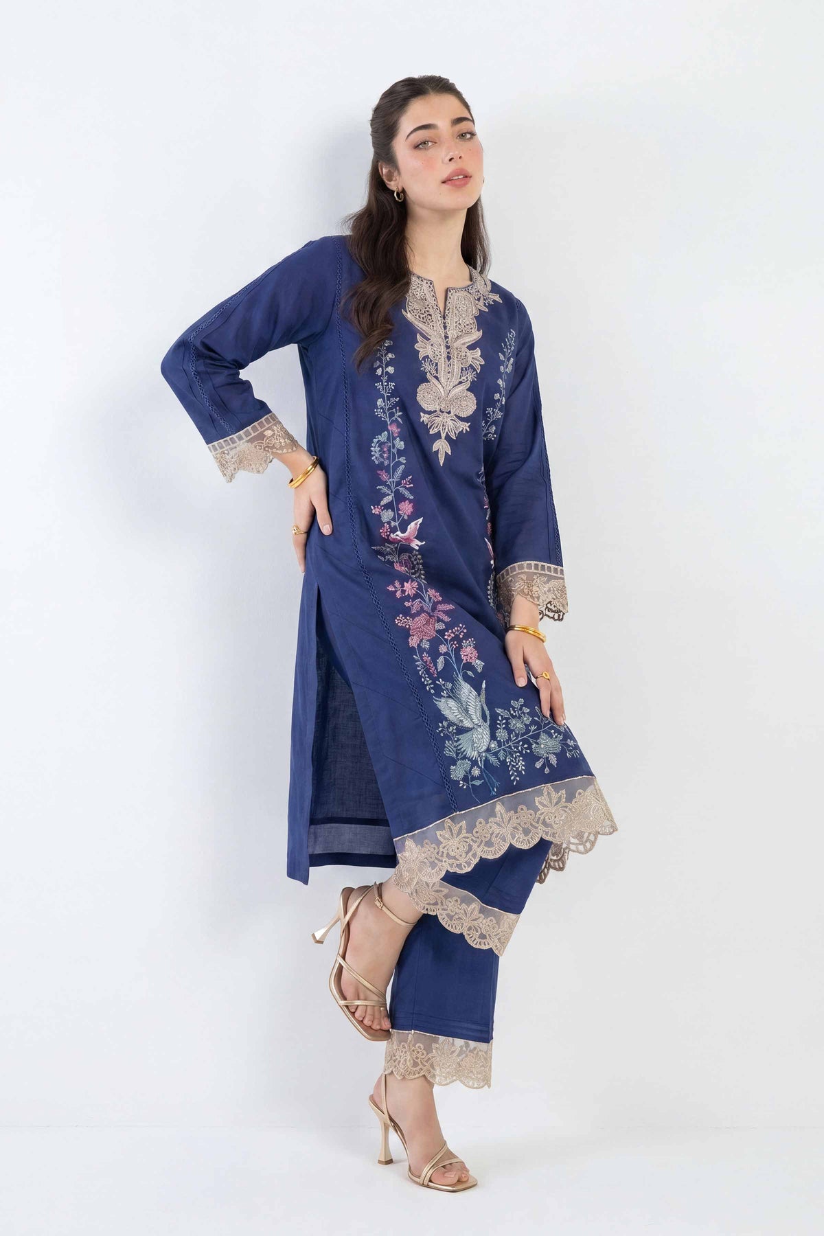 2 Piece - Embroidered Suit - PE26-47 Blue Linen 2PC Embroidered Nishat Australia
