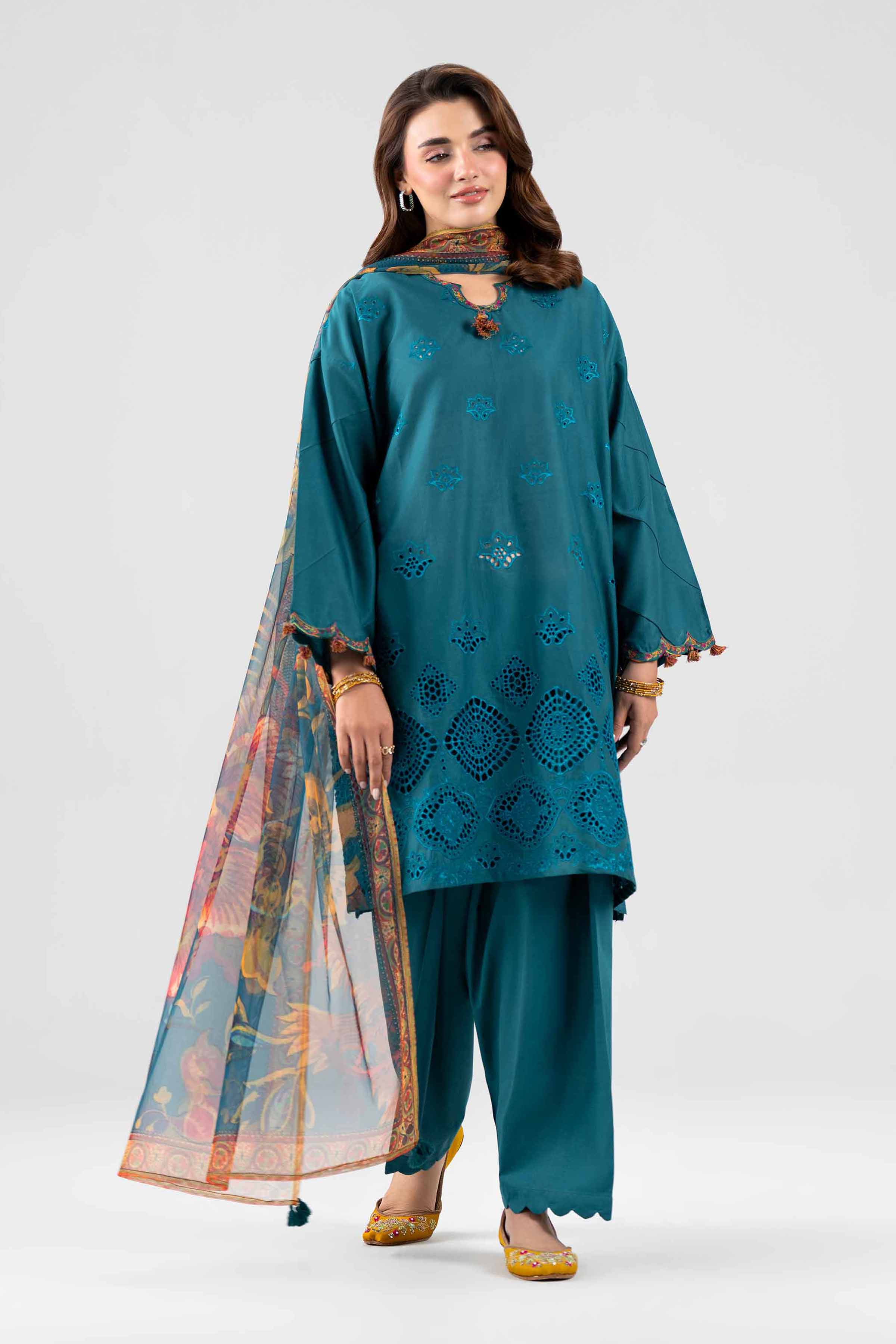 3 Piece - Printed Embroidered Suit - PE26-509 Blue Cambric 3PC Embroidered Nishat Australia