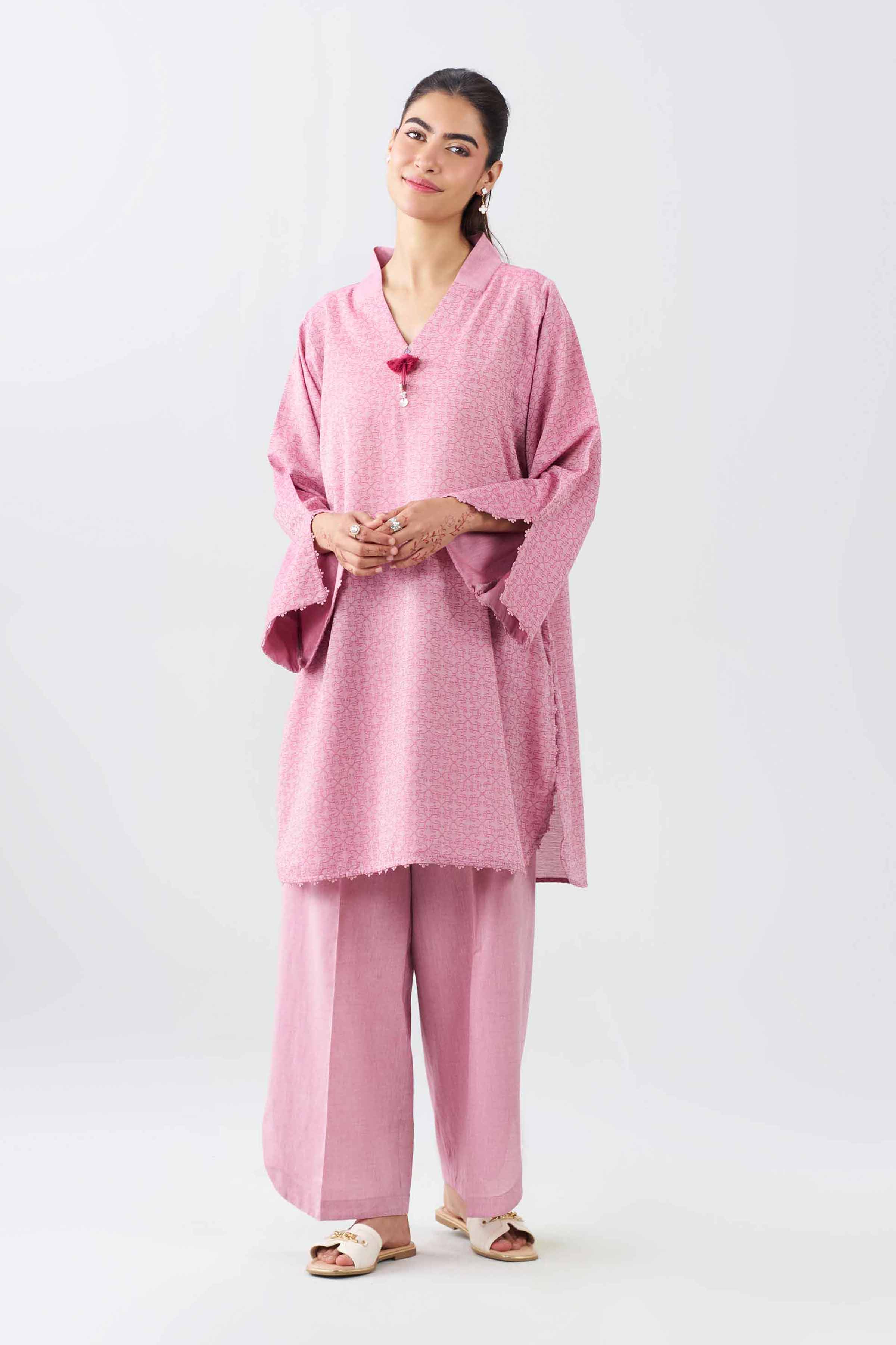 2 Piece - Printed Suit - PE26-530 Pink Jacquard 2PC Printed Nishat Australia