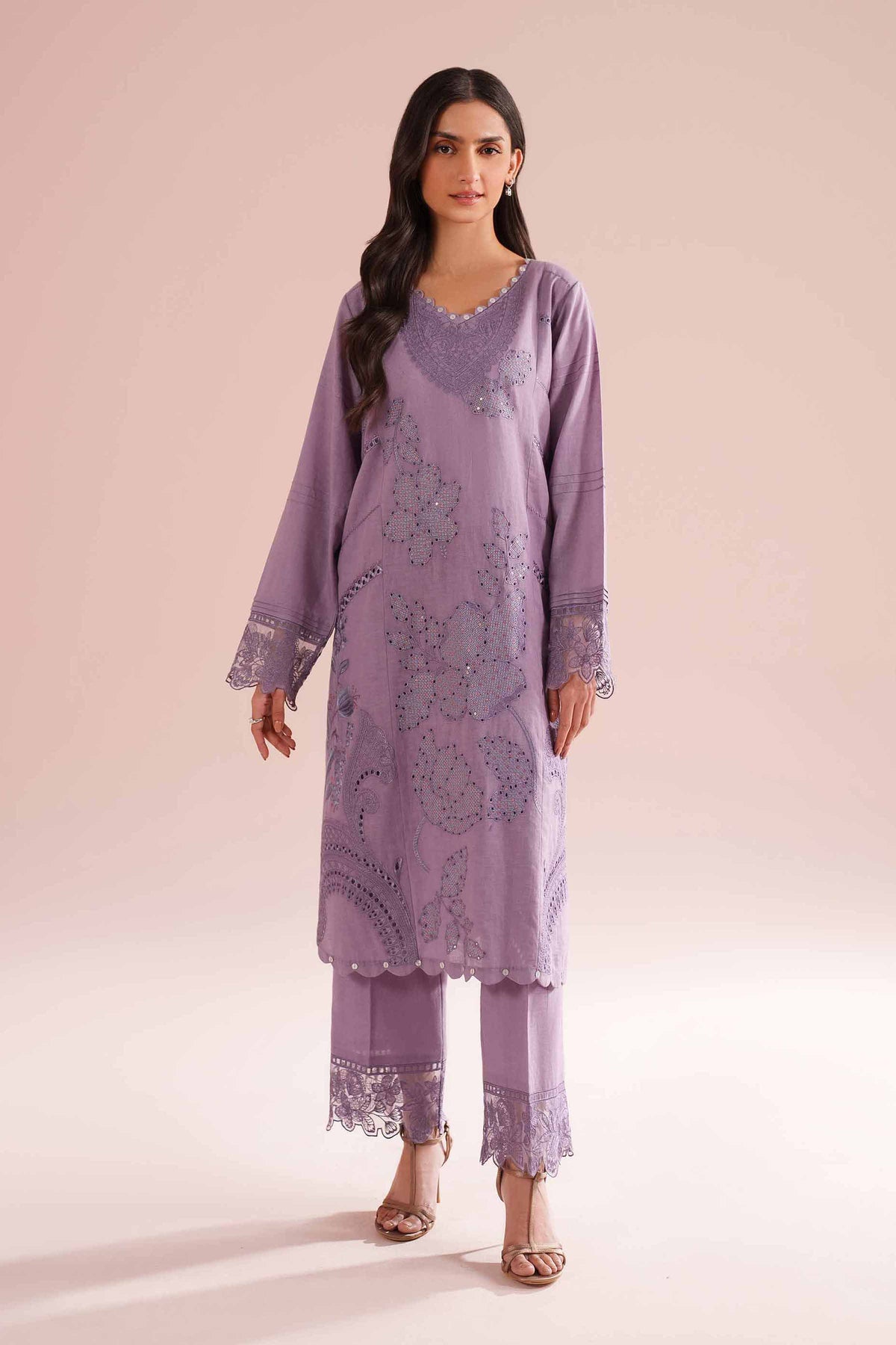 2 Piece - Embroidered Suit - PE26-54 Purple Linen 2PC Embroidered Nishat Australia