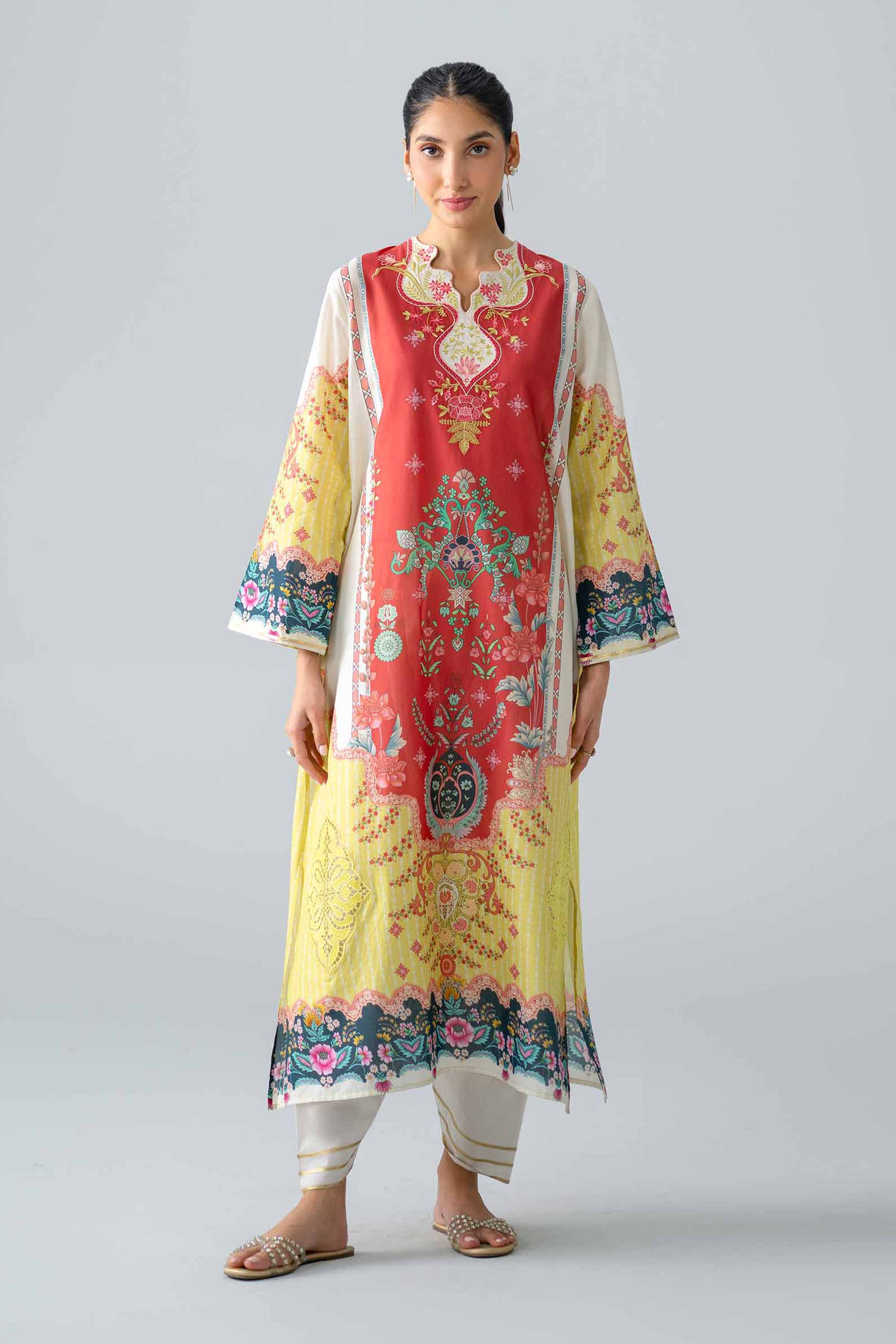 2 Piece - Printed Embroidered Suit - PE26-589 Yellow Lawn 2PC Embroidered Nishat Australia