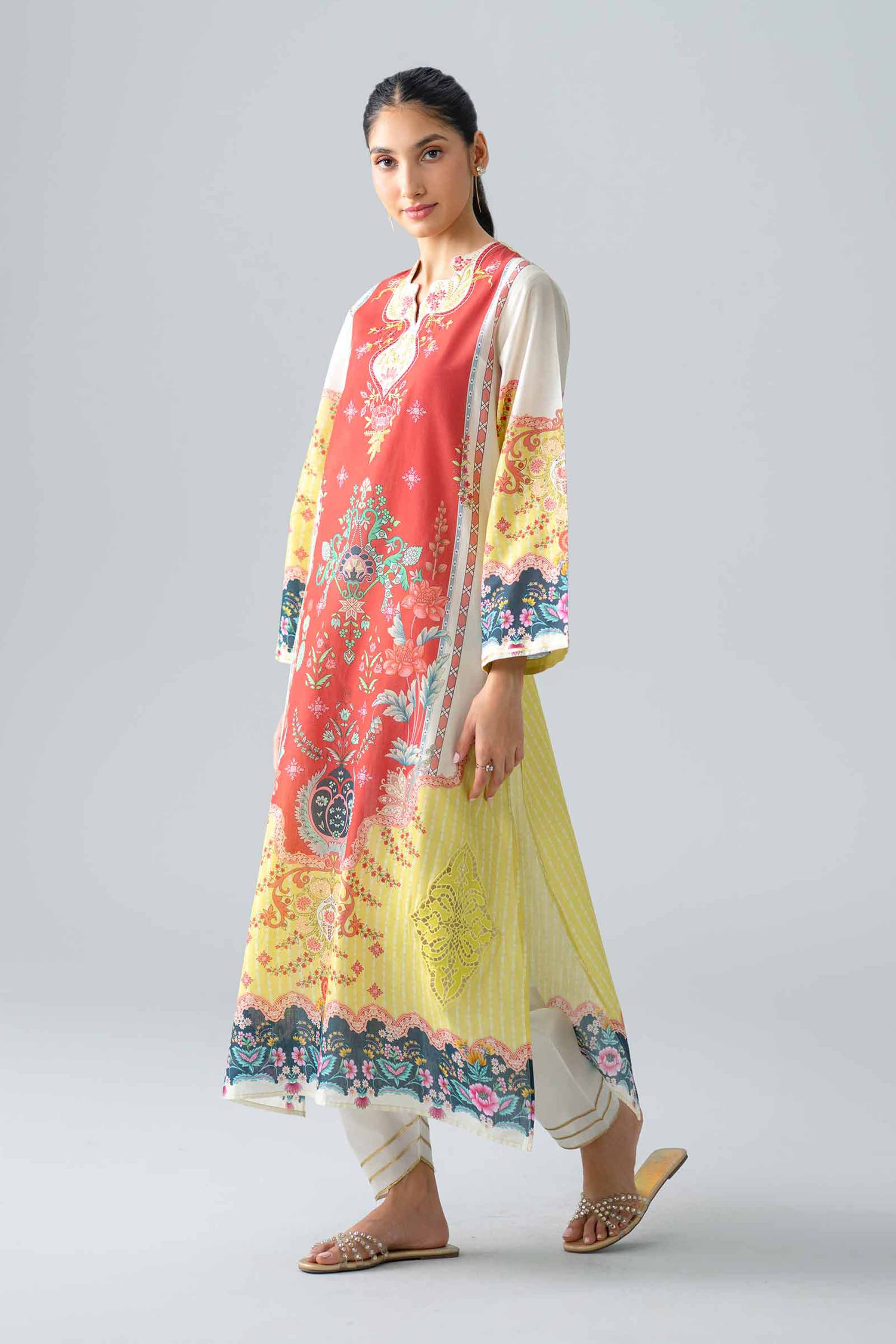 2 Piece - Printed Embroidered Suit - PE26-589 Yellow Lawn 2PC Embroidered Nishat Australia