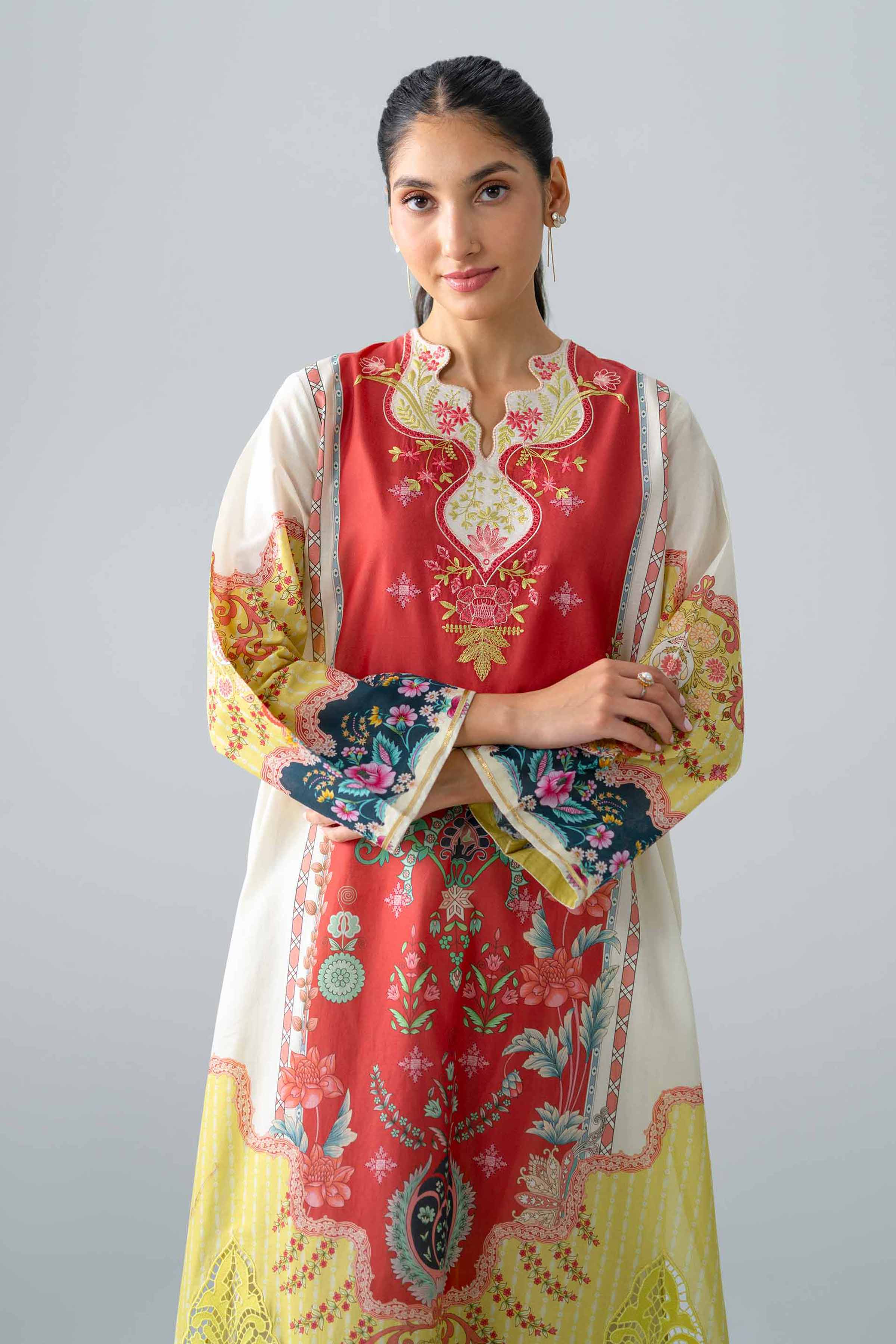 2 Piece - Printed Embroidered Suit - PE26-589 Yellow Lawn 2PC Embroidered Nishat Australia