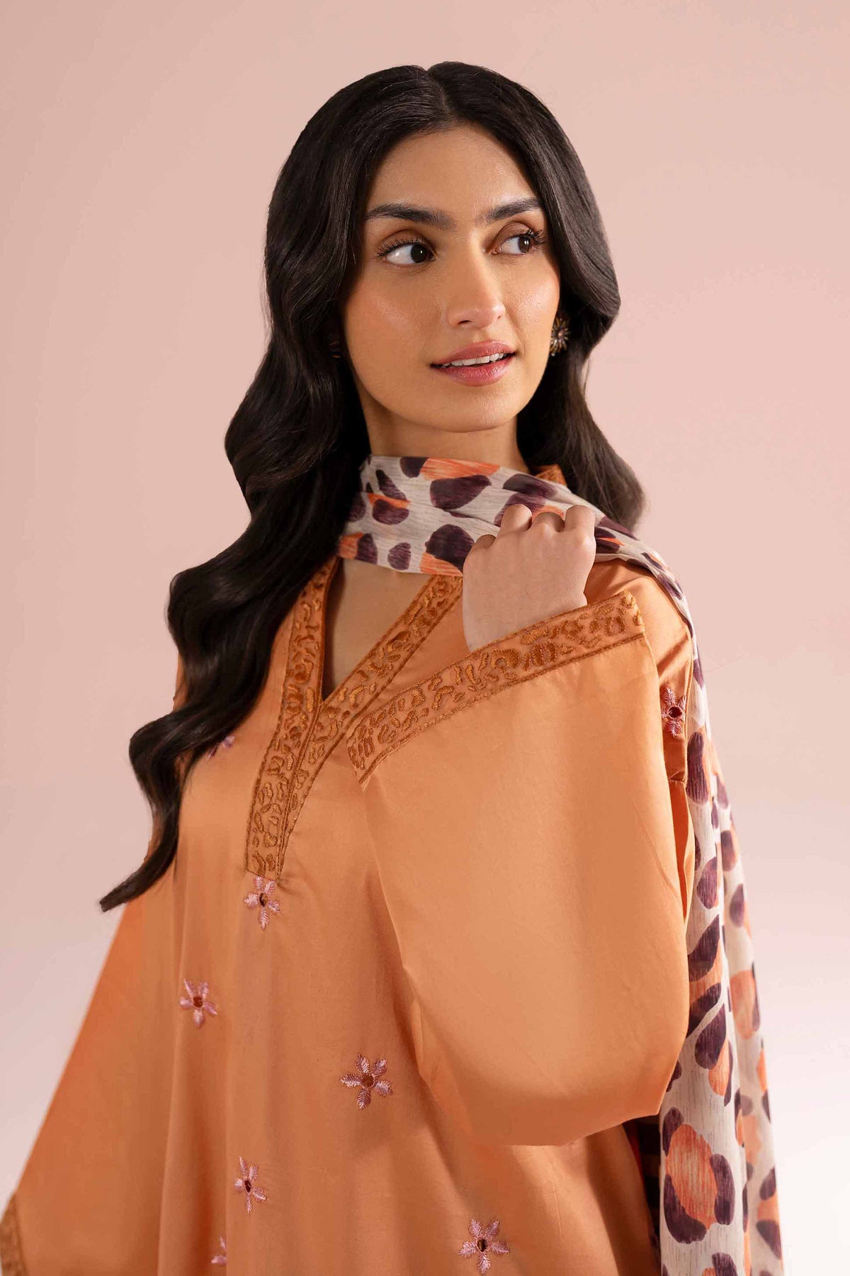 3 Piece - Embroidered Suit - PE26-62 Yellow Sateen 3PC Embroidered  Nishat Australia