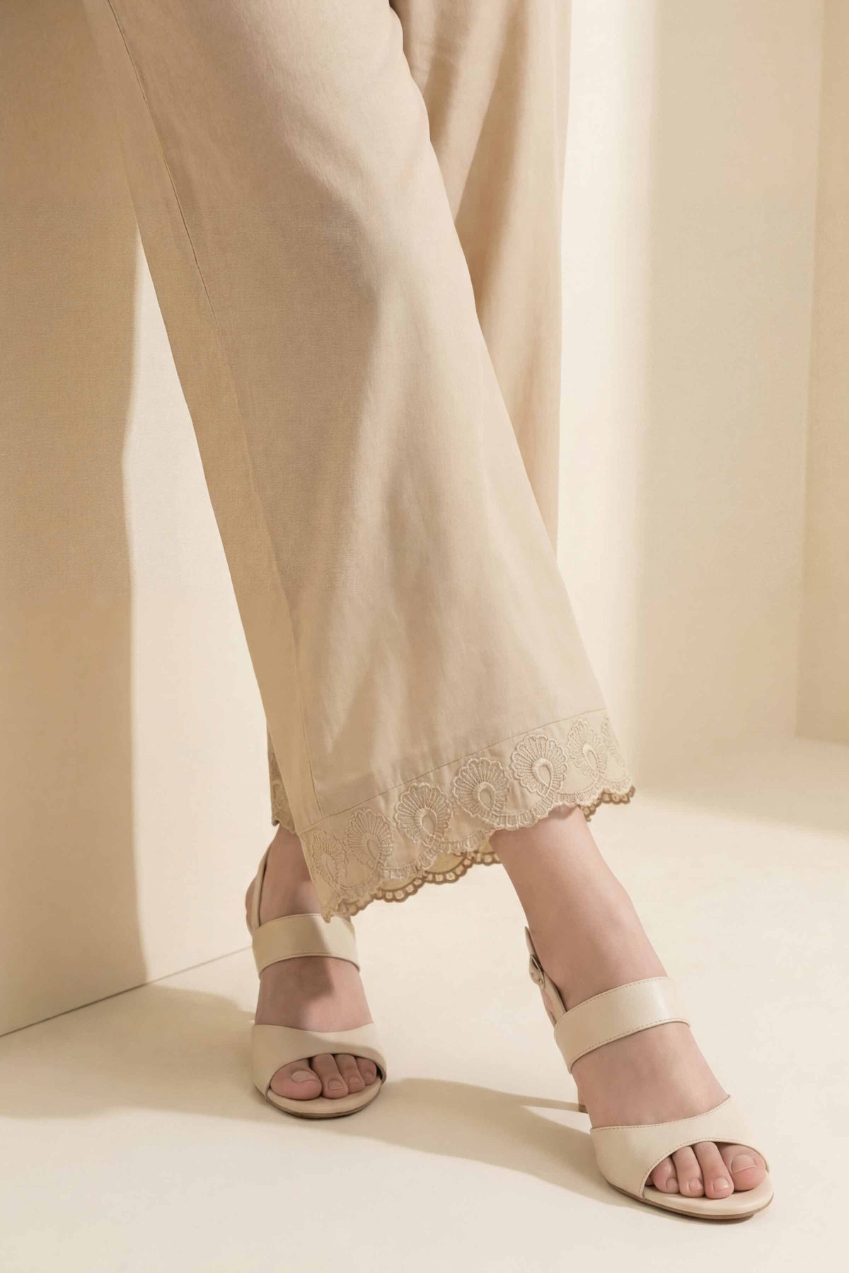 Embroidered Trousers - PE26-631 Beige Cambric 1PC Embroidered  Nishat Australia