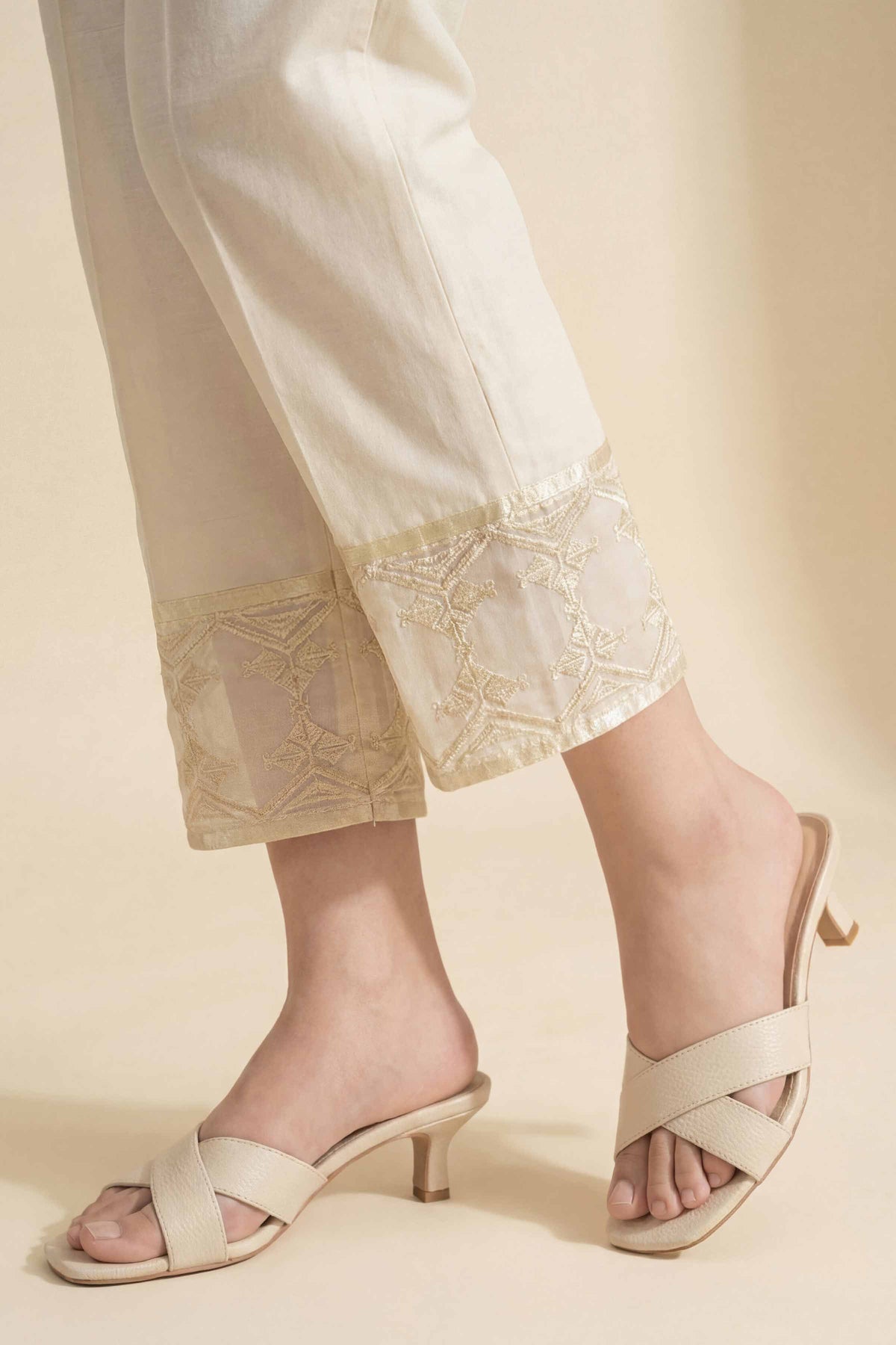 Embroidered Trousers - PE26-632 Off White Cambric 1PC Embroidered  Nishat Australia