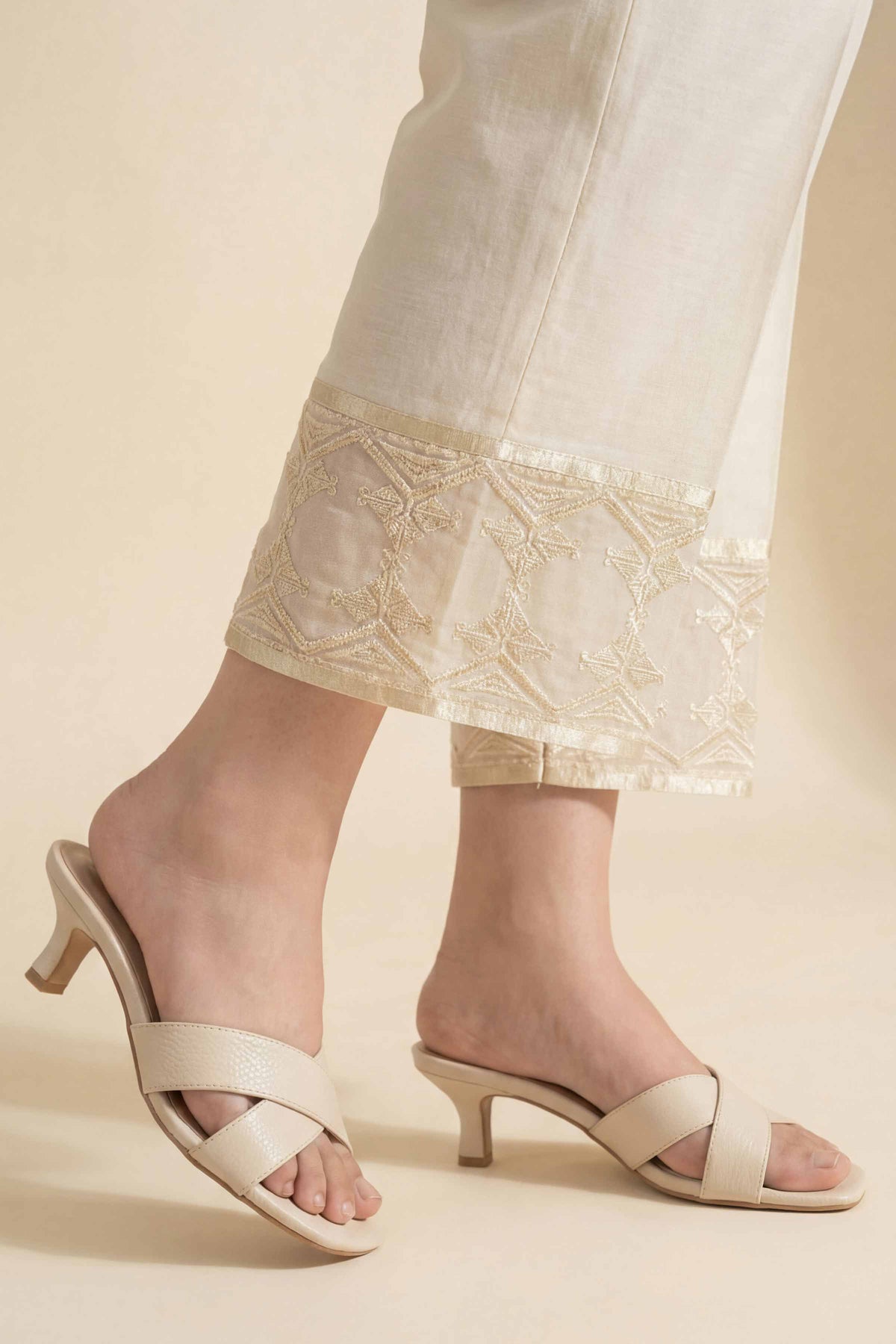 Embroidered Trousers - PE26-632 Off White Cambric 1PC Embroidered  Nishat Australia
