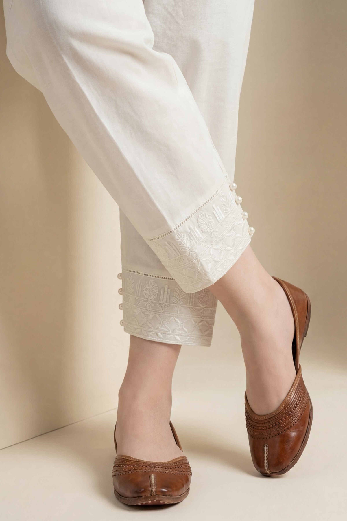 Embroidered Shalwar - PE26-633 White Cambric 1PC Embroidered  Nishat Australia