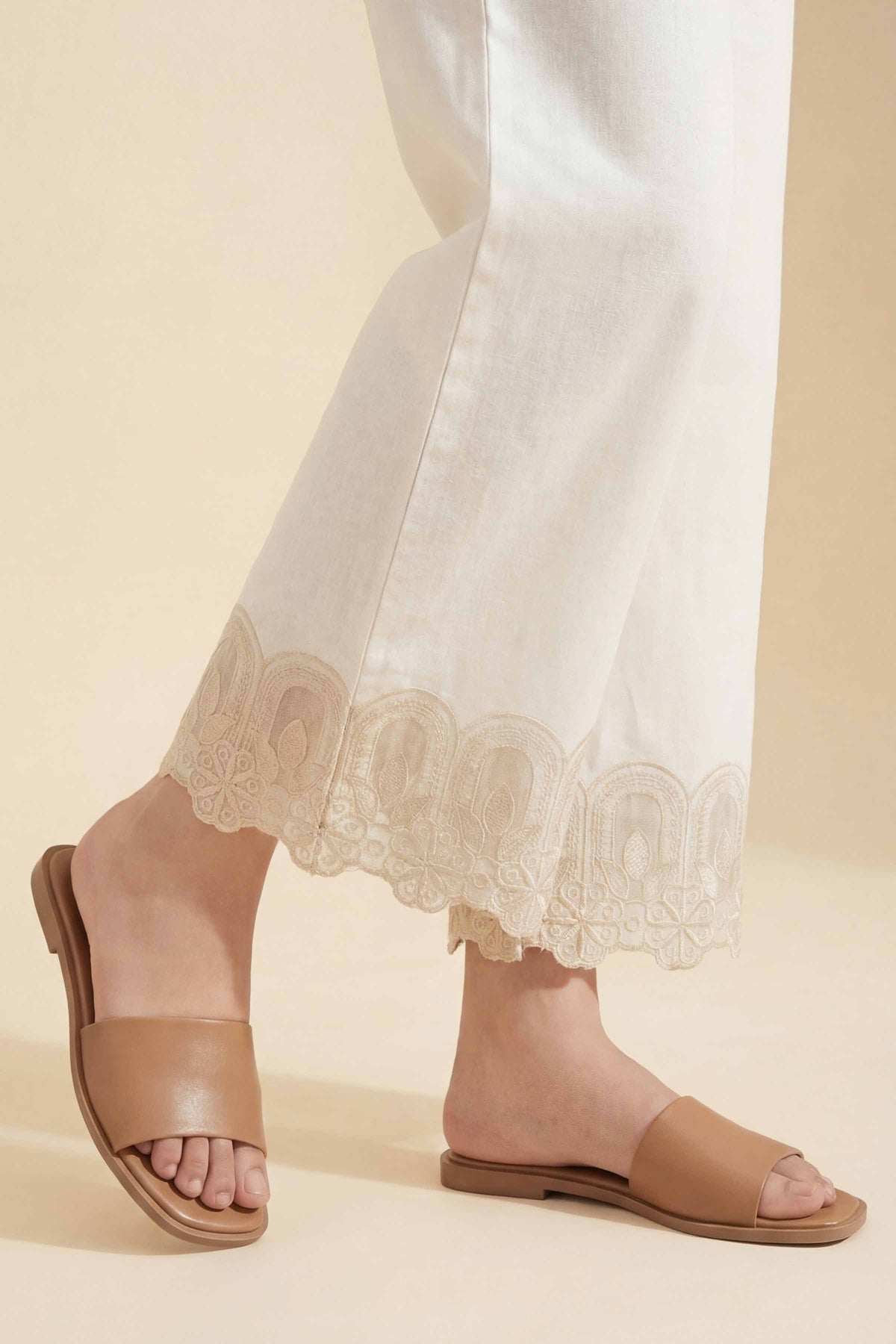 Embroidered Trousers - PE26-634 White Cambric 1PC Embroidered  Nishat Australia