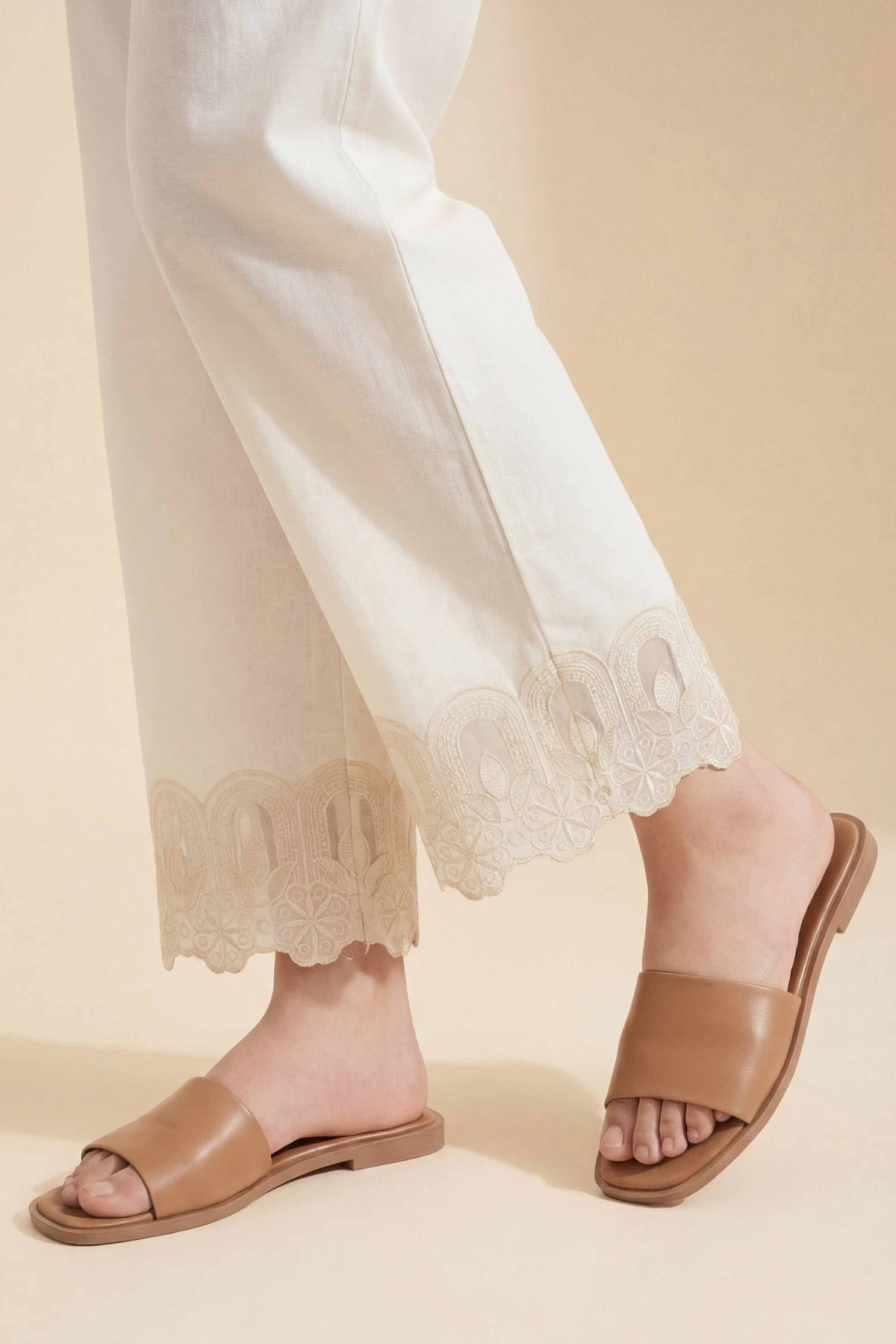 Embroidered Trousers - PE26-634 White Cambric 1PC Embroidered  Nishat Australia