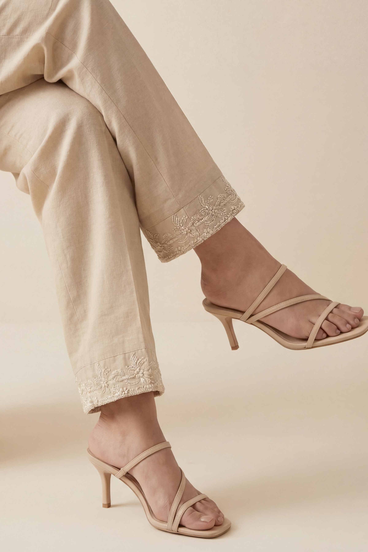 Embroidered Trousers - PE26-636 Beige Cambric 1PC Embroidered  Nishat Australia